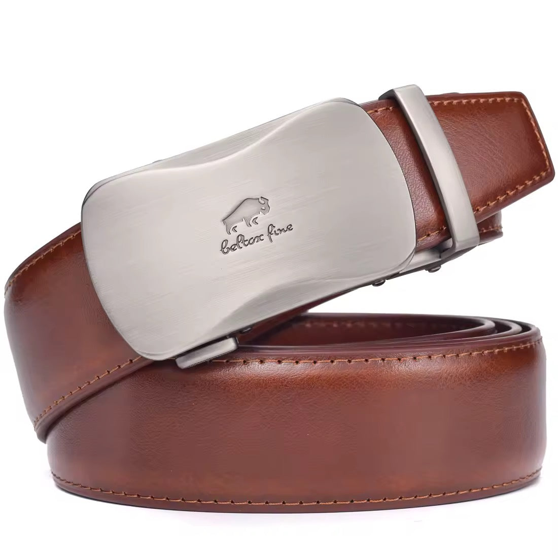 Kozni muski kaiš u braon boji sa automatskom kopcom