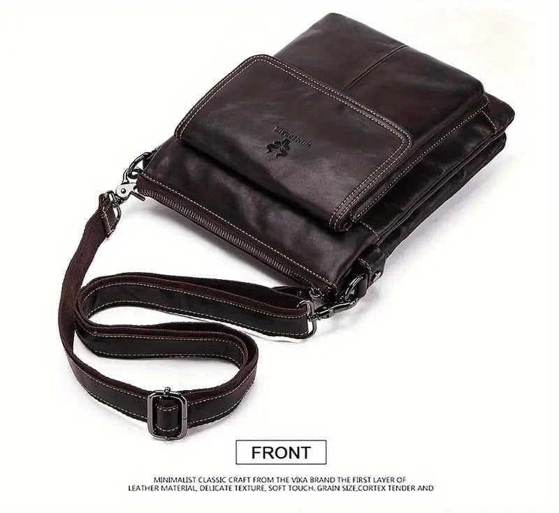 Muska kožna torba Humerpaul Line - Tamna Braon Boja - Prikaz prednje strane torbe i kaiša