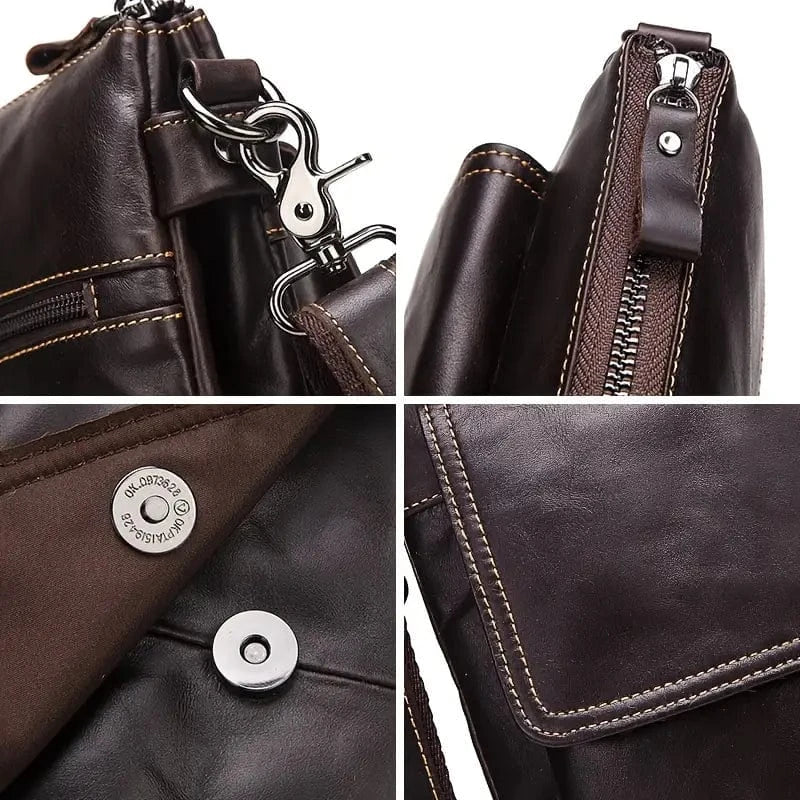 Muska kožna torba Humerpaul Line - Tamna Braon Boja - Prikaz metalnih delova