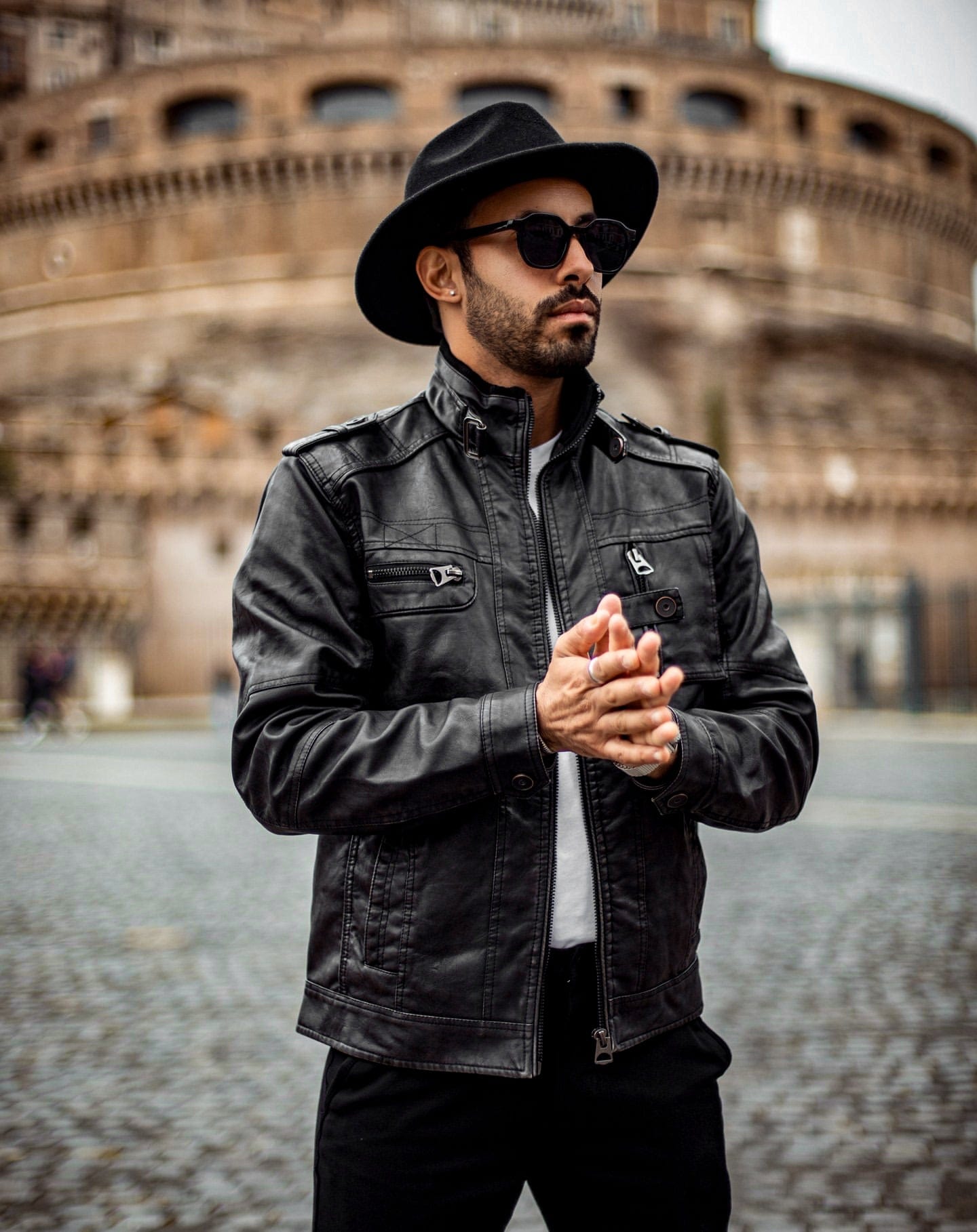 Muska letnja kožna jakna u crnoj boji