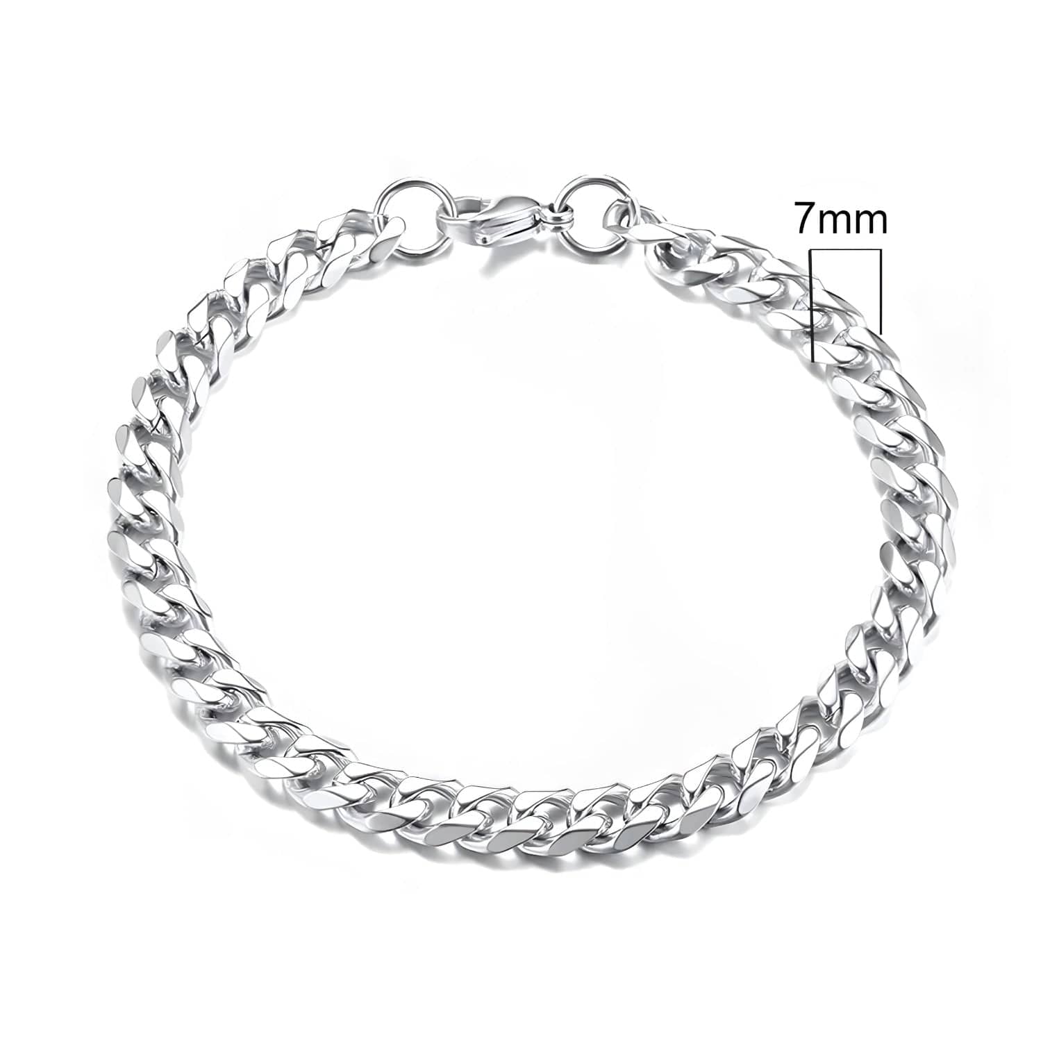 Prikaz muske narukvice CUBAN 7mm u srebrnoj boji . Hiruski Celik najbolja cena u Srbiji