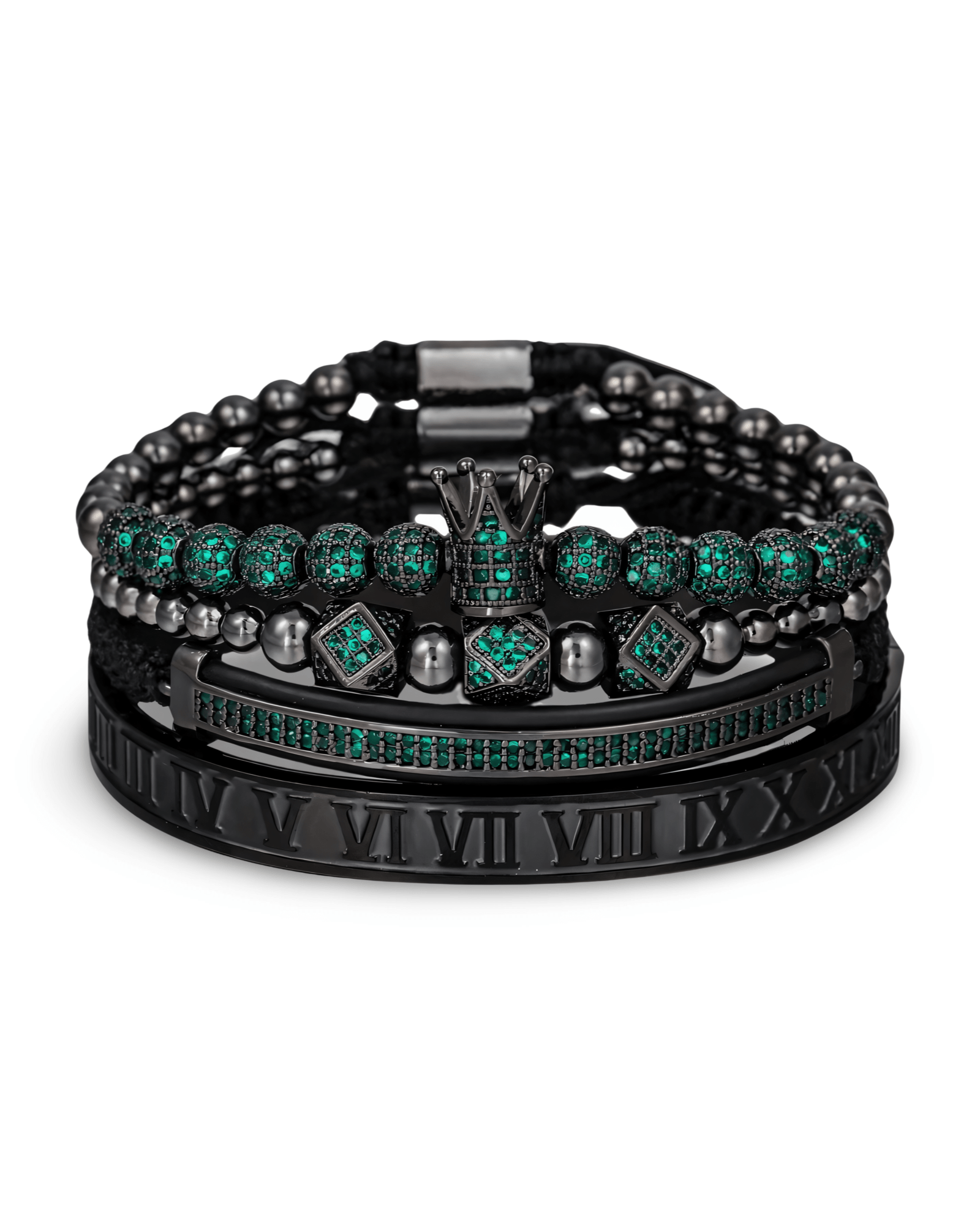 Muška narukvica od hiruškog čelika ROYAL Smaragd 👑
