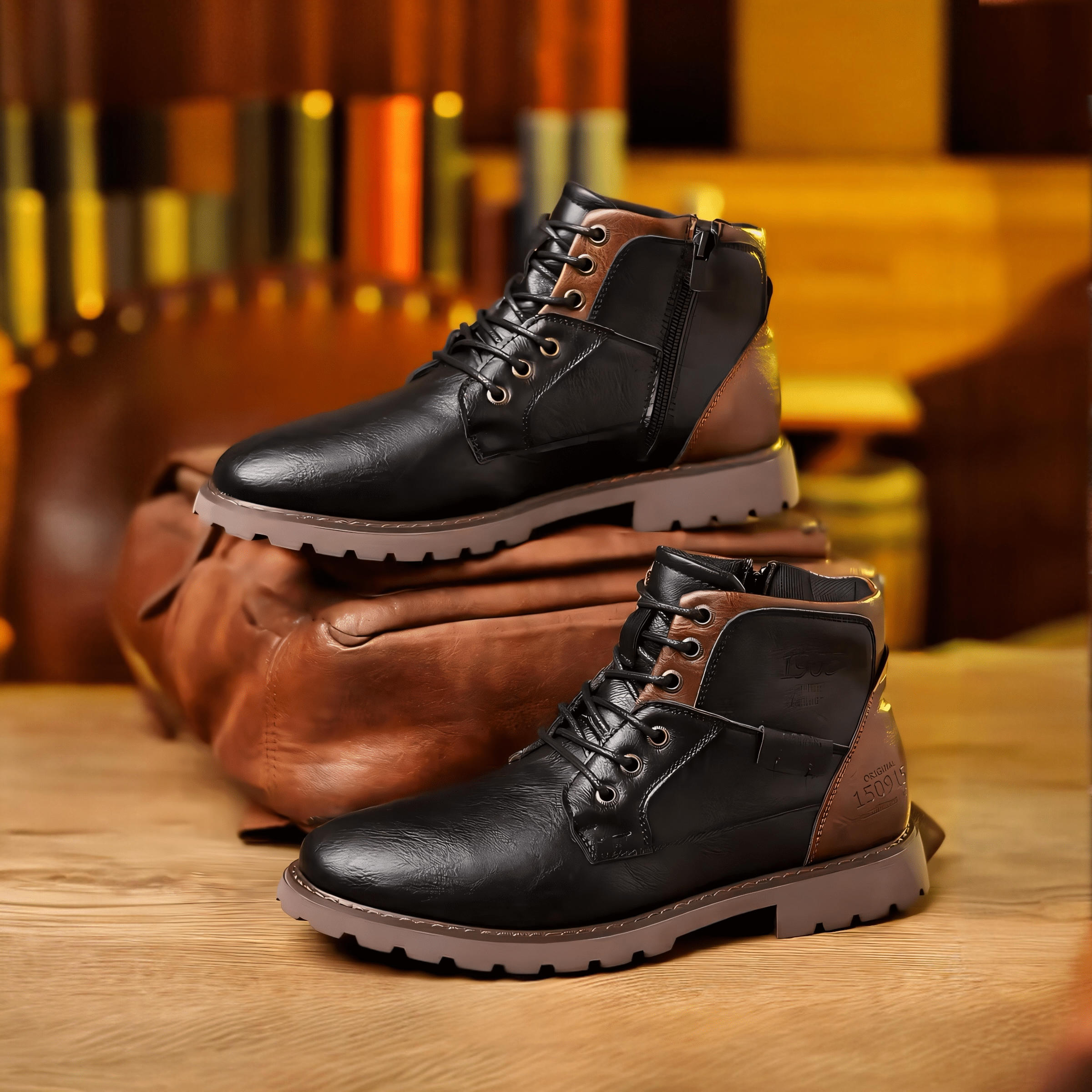 Muške kožne cipele Kingston prikazane s prednje leve strane – detaljan prikaz dizajna