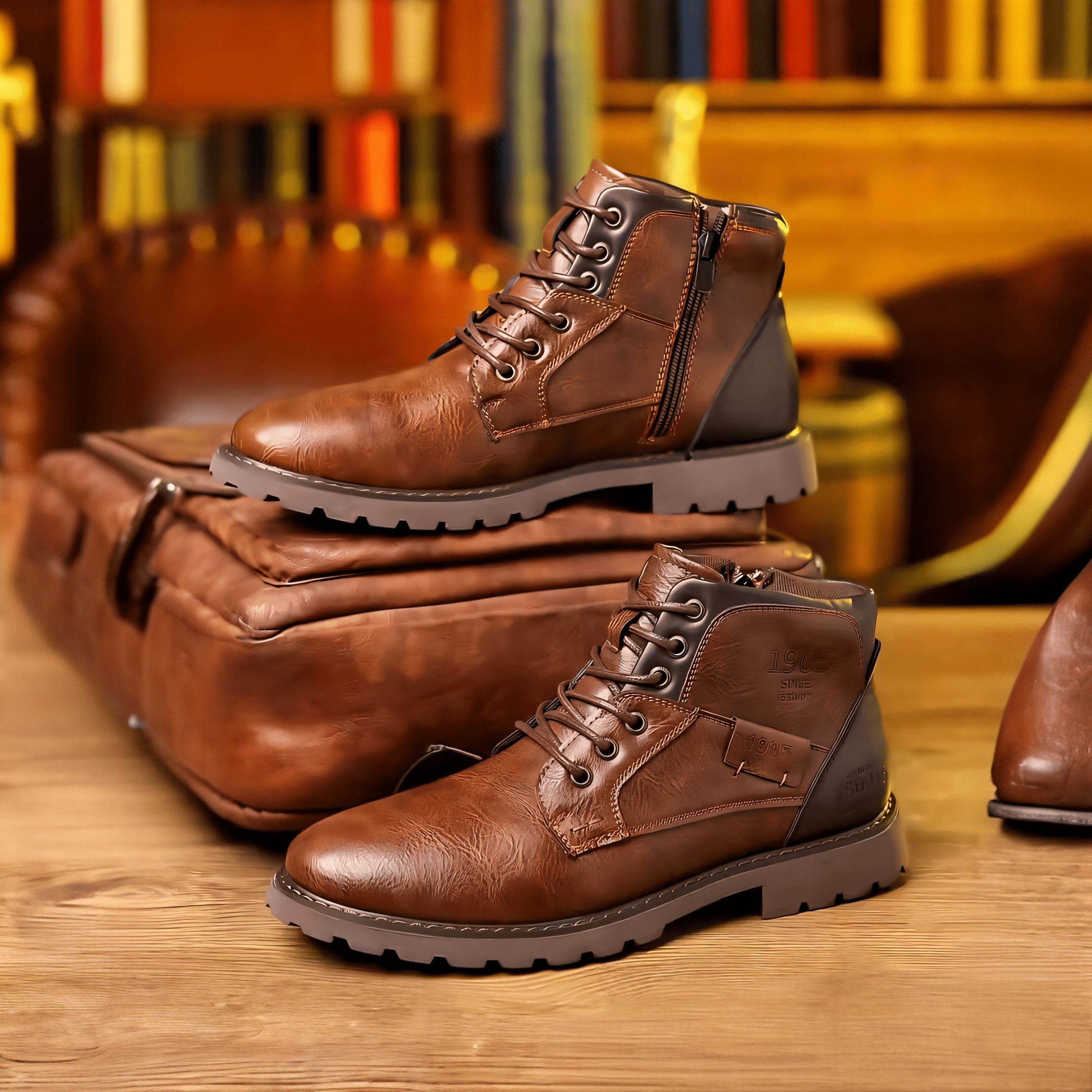 Leva strana muških kožnih dubokih cipela Kingston – prikaz teksture kože i oblika đona