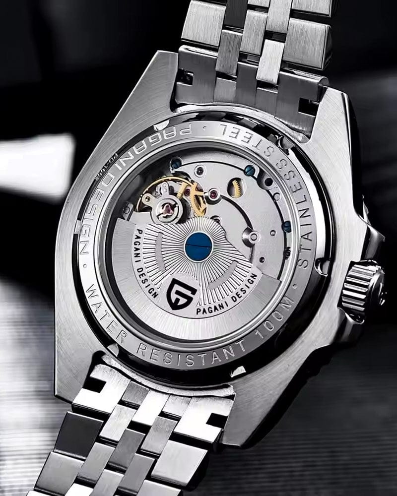 Pagani Design PD-1662 Automatik GMT “Pepsi” - Prikaz zadnje strane muškog sata sa yubilee metalnom narukvicom