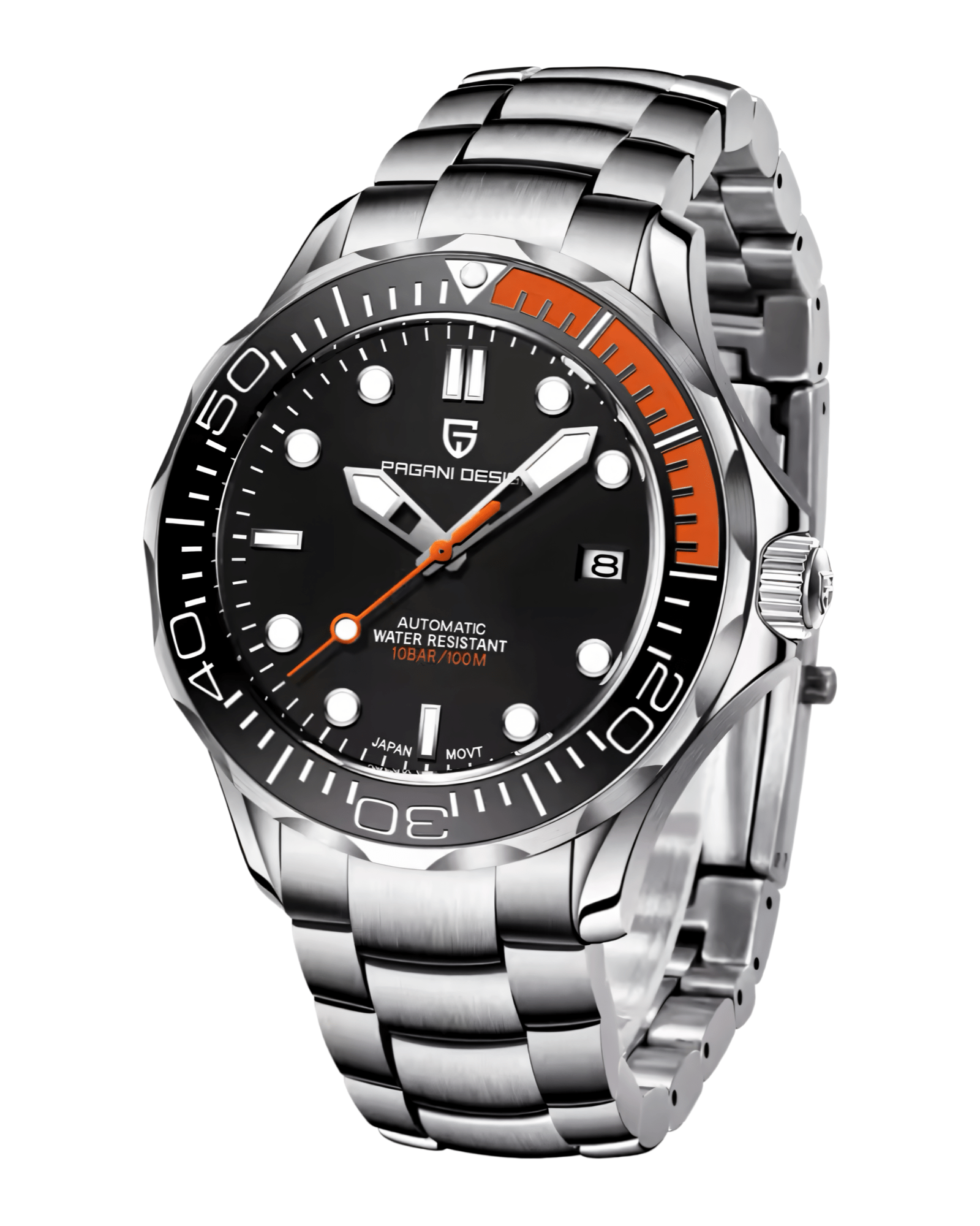 Prikaz prednje strane Muskog Automatik Sata Pagani Design PD1667 u srebrno crnoj boji. Najbolja cena u Srbiji 🟠⌚️