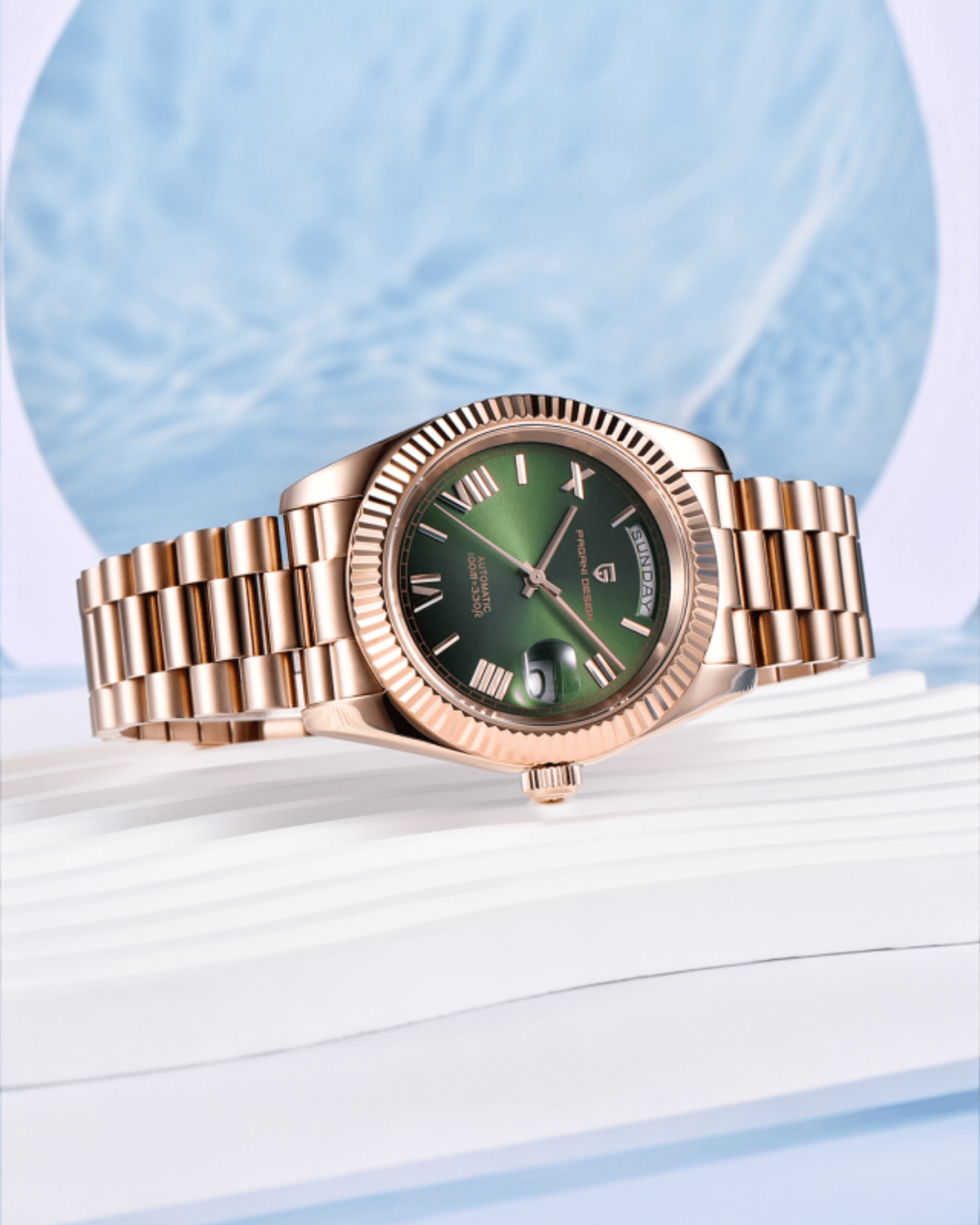Muski automatik sat Pagani Design PD1752 Roze Gold Zelena