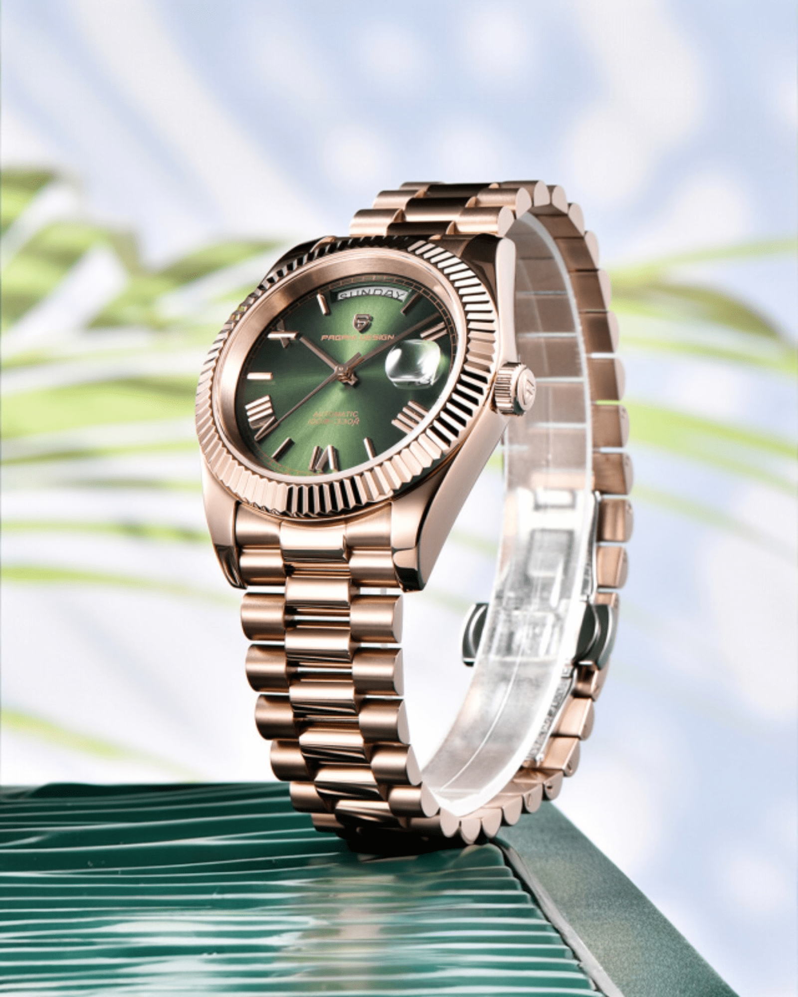 Muski automatik sat Pagani Design PD1752 Roze Gold Zelena