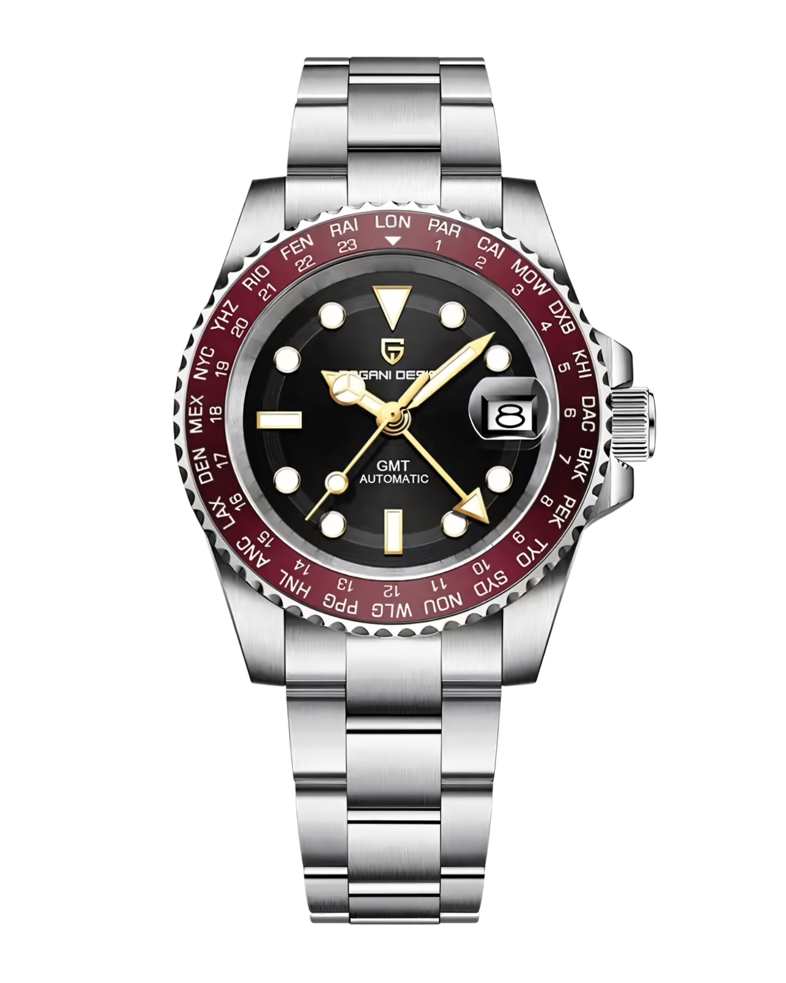 Pagani Design PD1758 - Prikaz muškog sata sa crvenim bazolom i crnim brojčanikom