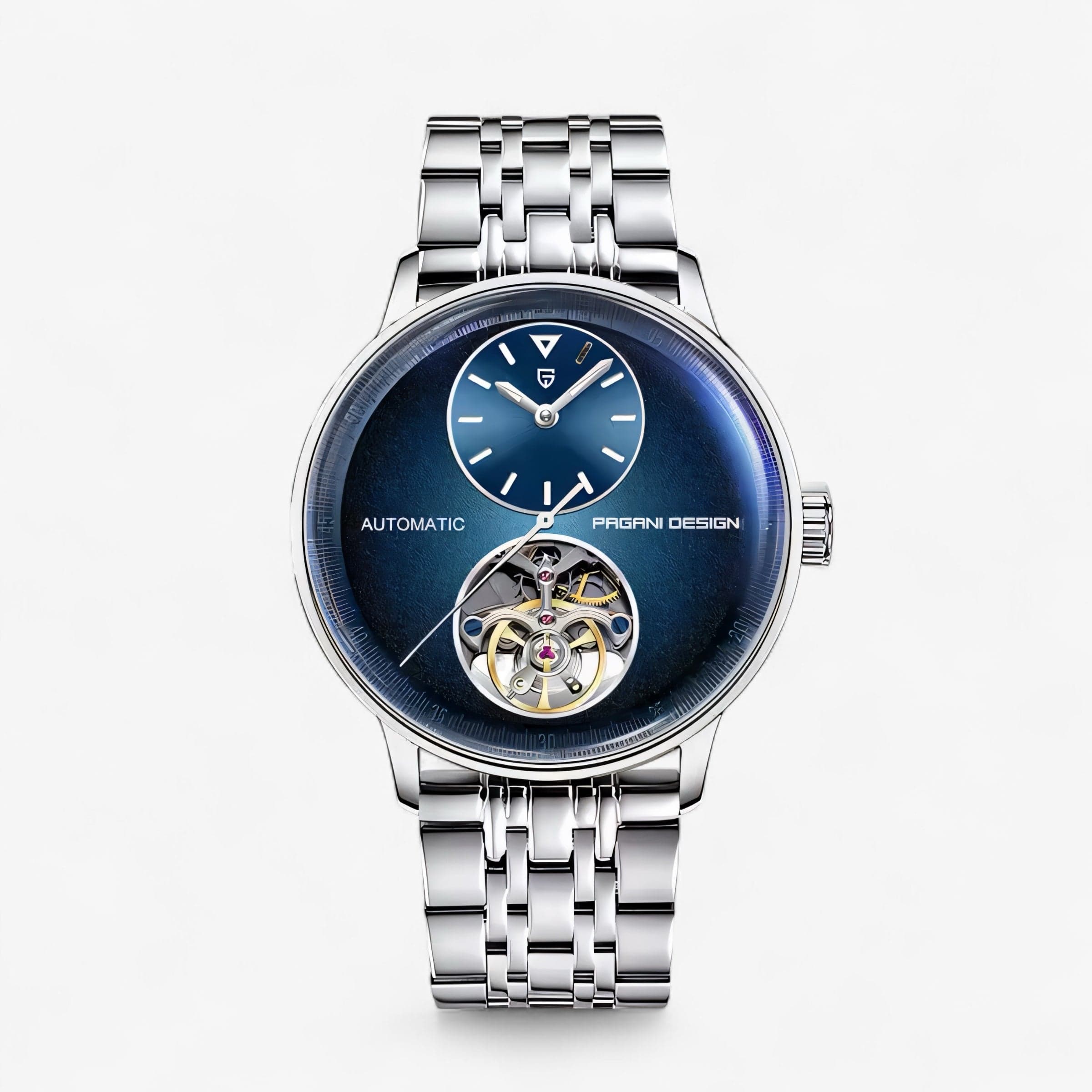 Detaljan prikaz brojčanika muškog sata Pagani Design PD1796 sa metalnom narukvicom