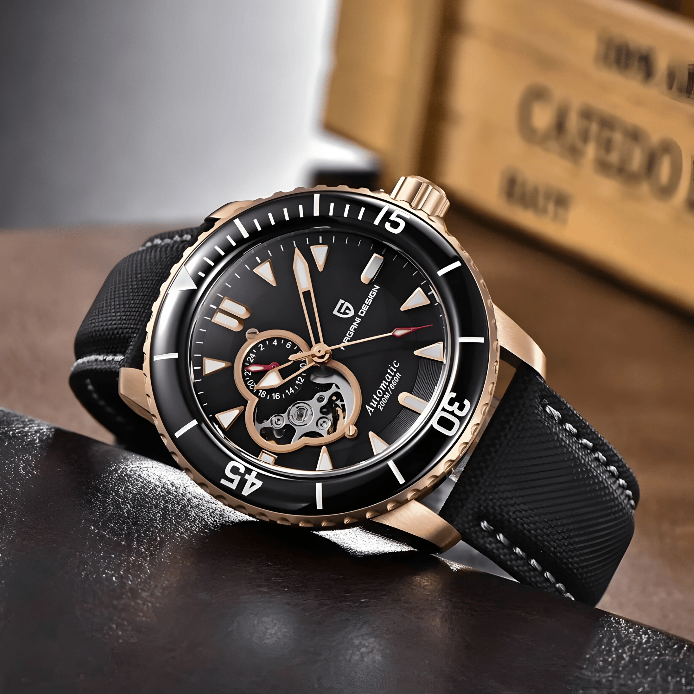 Muški Automatik Sat Pagani Desing PD1674 Tourbillon - Black/Gold