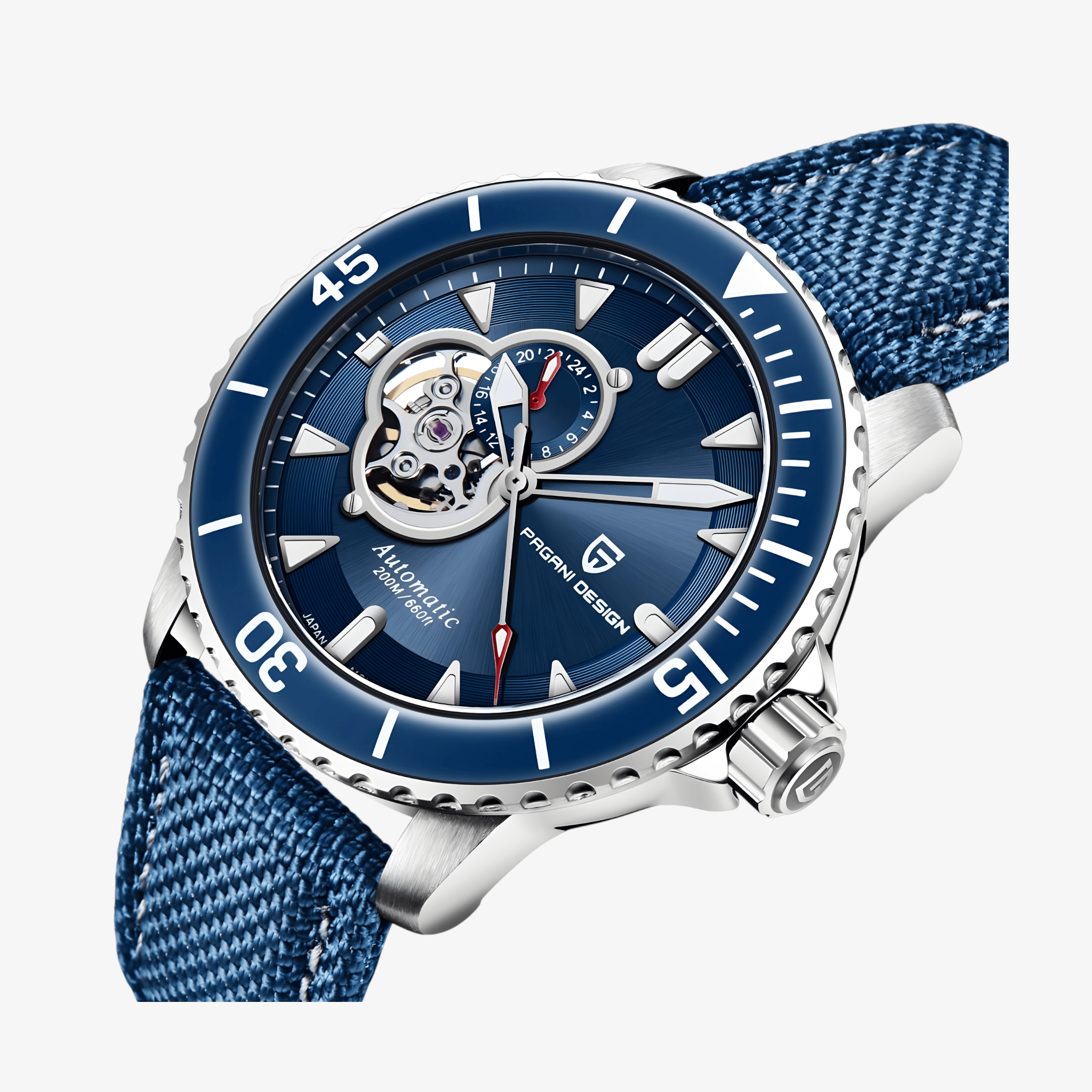 Muški Automatik Sat Pagani Desing PD1674 Tourbillon - Blue/Silver