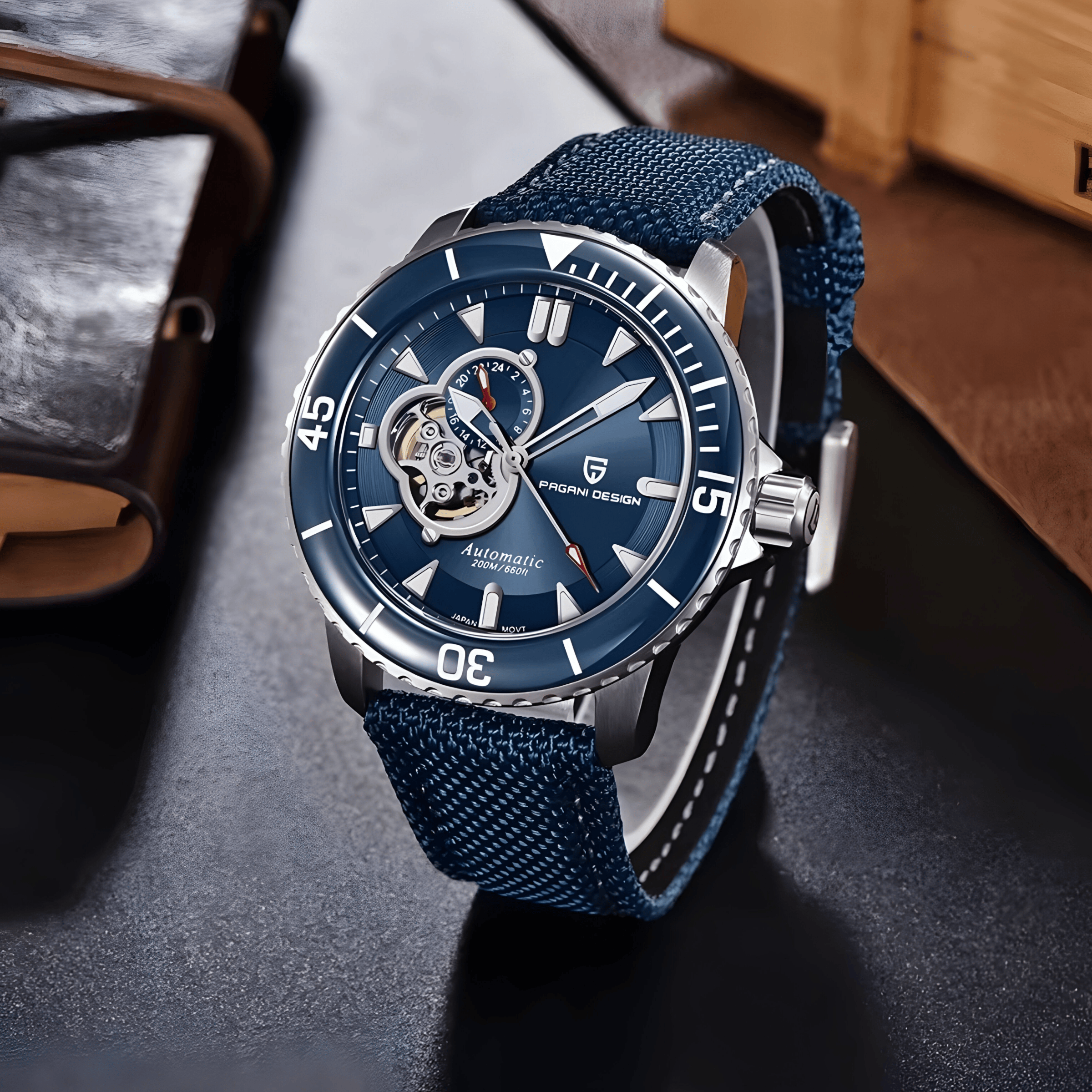 Muški Automatik Sat Pagani Desing PD1674 Tourbillon - Blue/Silver