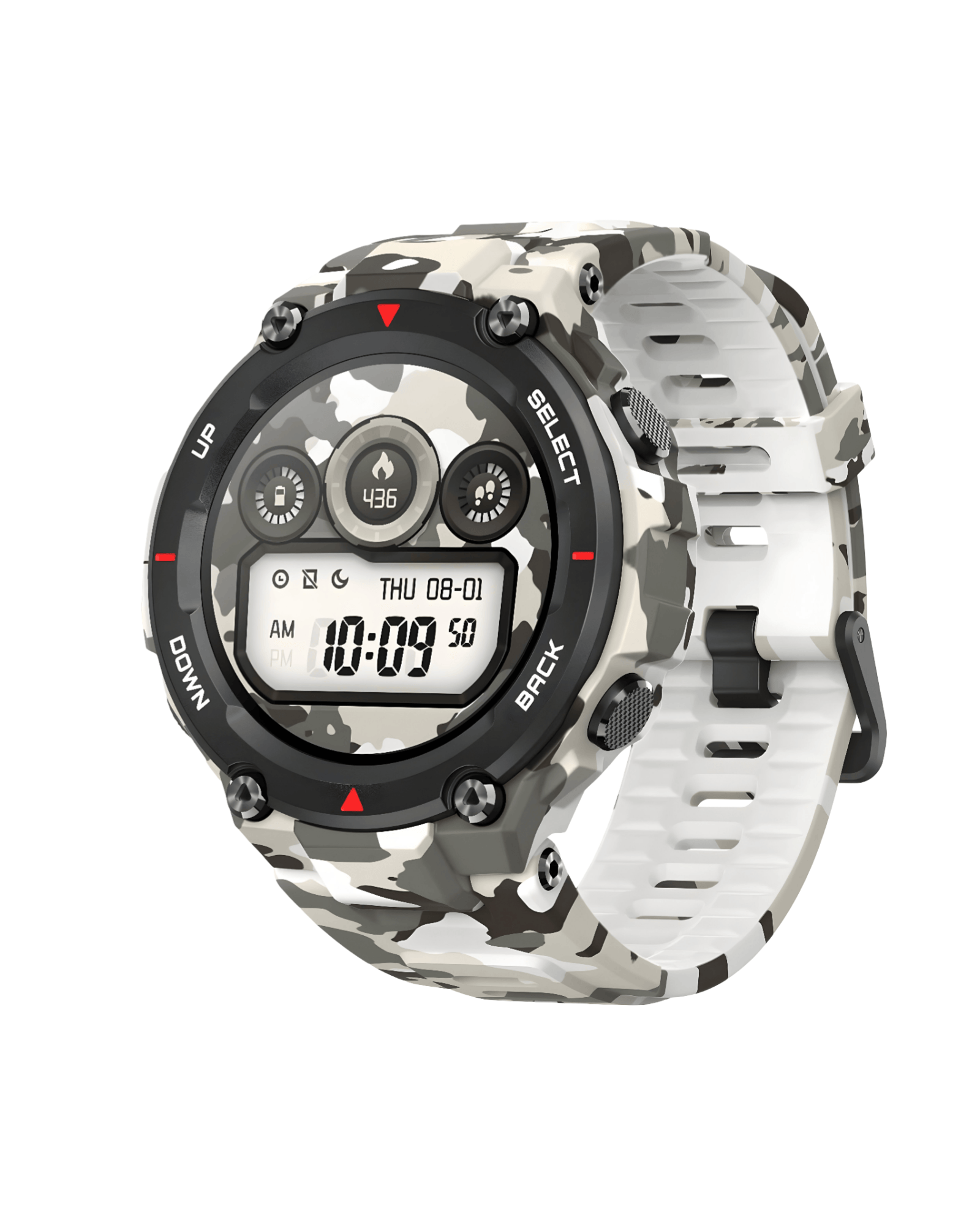 Amazfit T-Rex Pro muški pametni sat, bočni prikaz sa dugmićima, rugged military dizajn