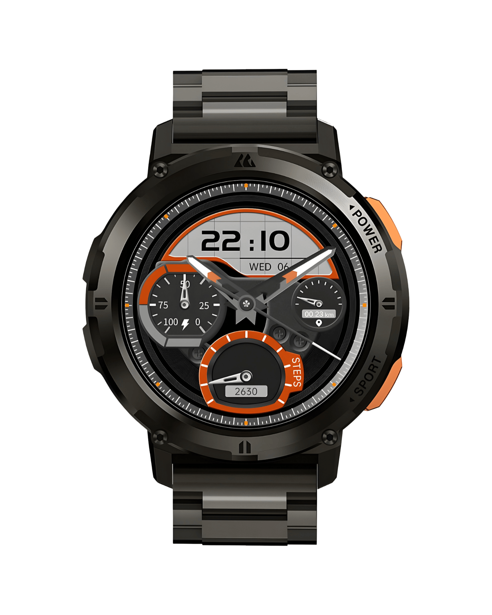 Muški pametni sat Kospet Tank T2 crni – prednji prikaz aktivnog ekrana