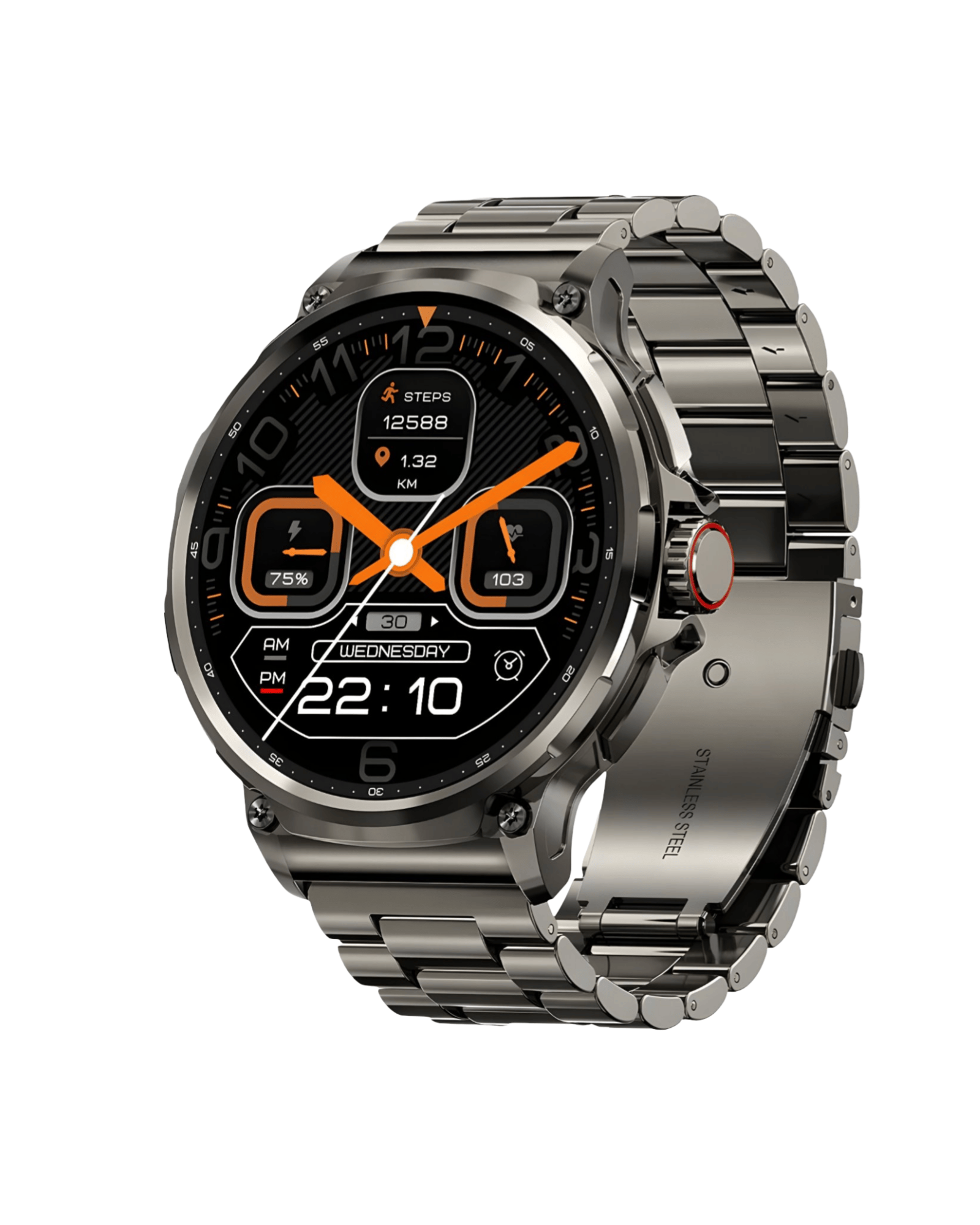 Muški pametni sat Military G21 Black – bočni prikaz metalnog kućišta i narukvice