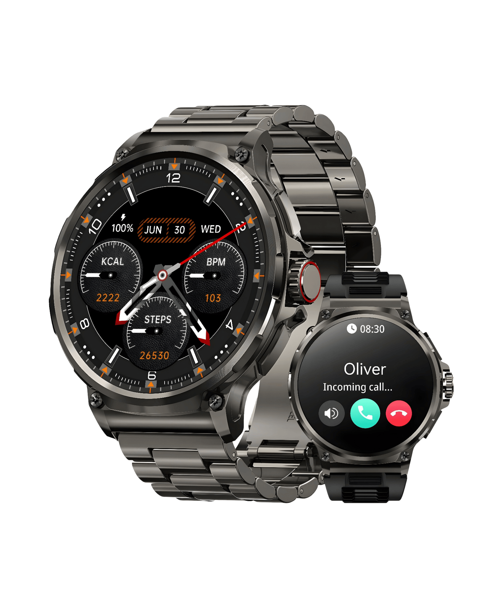 Muški pametni sat Military G21 Black – robustan dizajn sa obe narukvice, prednji pogled