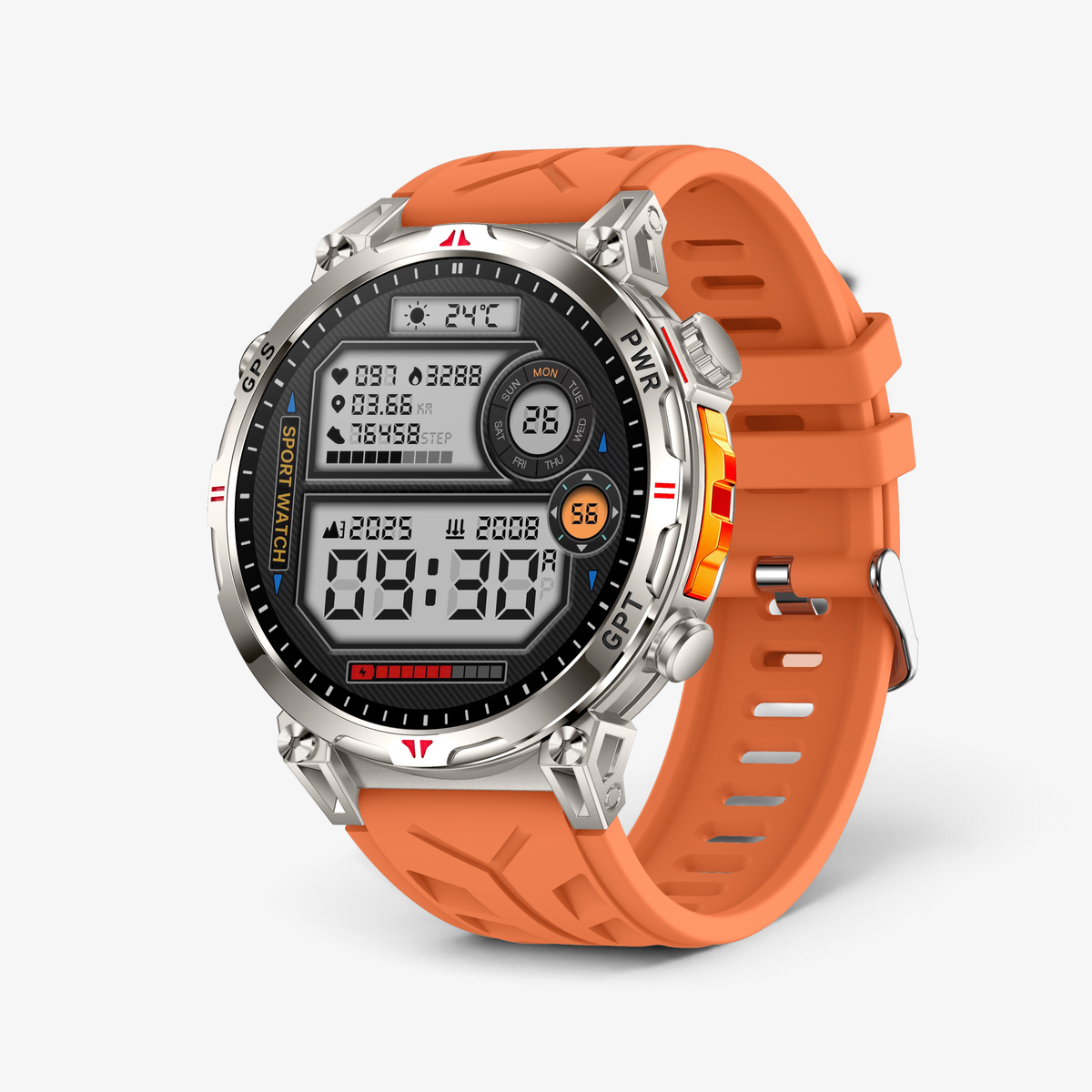 Muški Pametni Sat Military KC93 - Silver/Orange