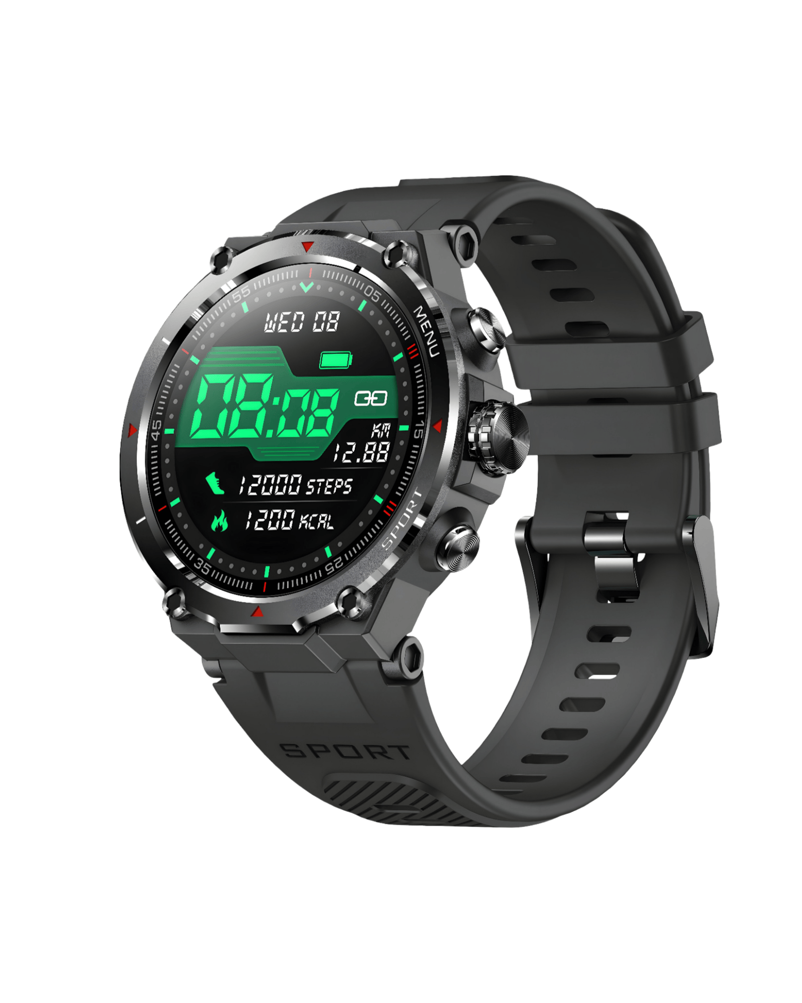 Muški pametni sat Stratos Black – detalj desne bočne strane, crni sportski sat