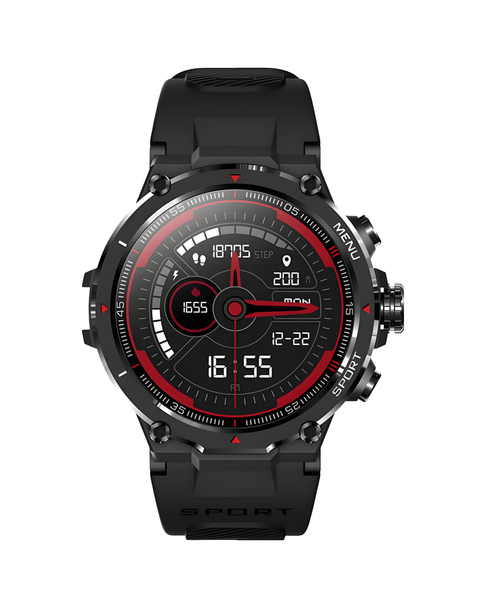 Muški pametni sat Stratos Black – prednja strana ekrana, moderan sportski izgled