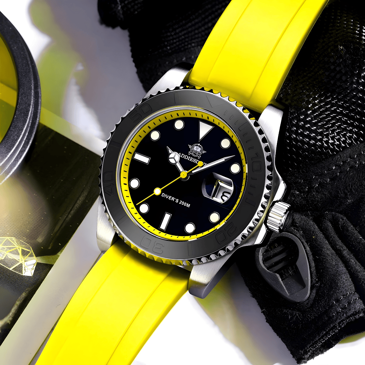 Muški Ronilački Sat ADDIESDIVE AD2040 - Black/Yellow