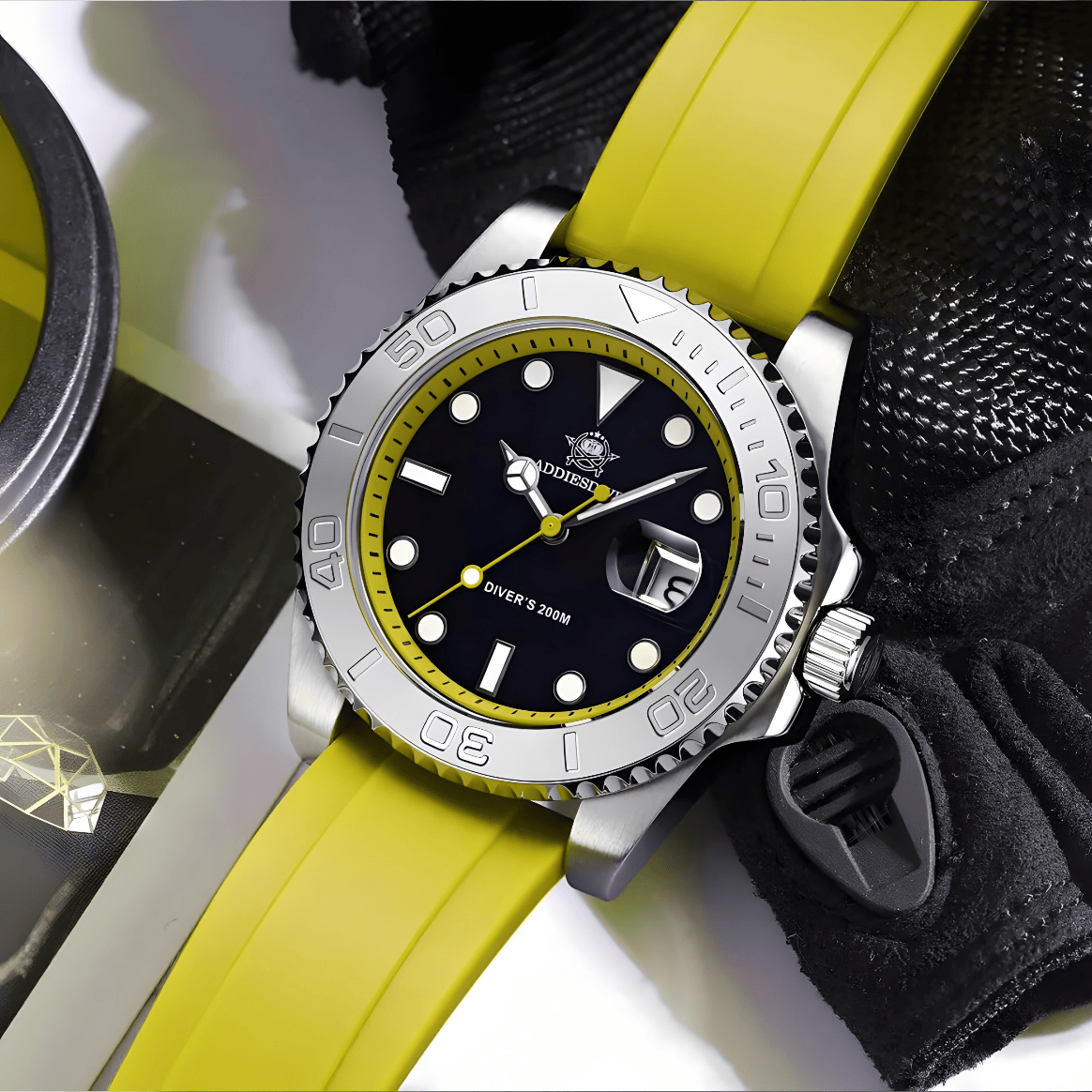 Muški Ronilački Sat ADDIESDIVE AD2040 - Silver/Yellow