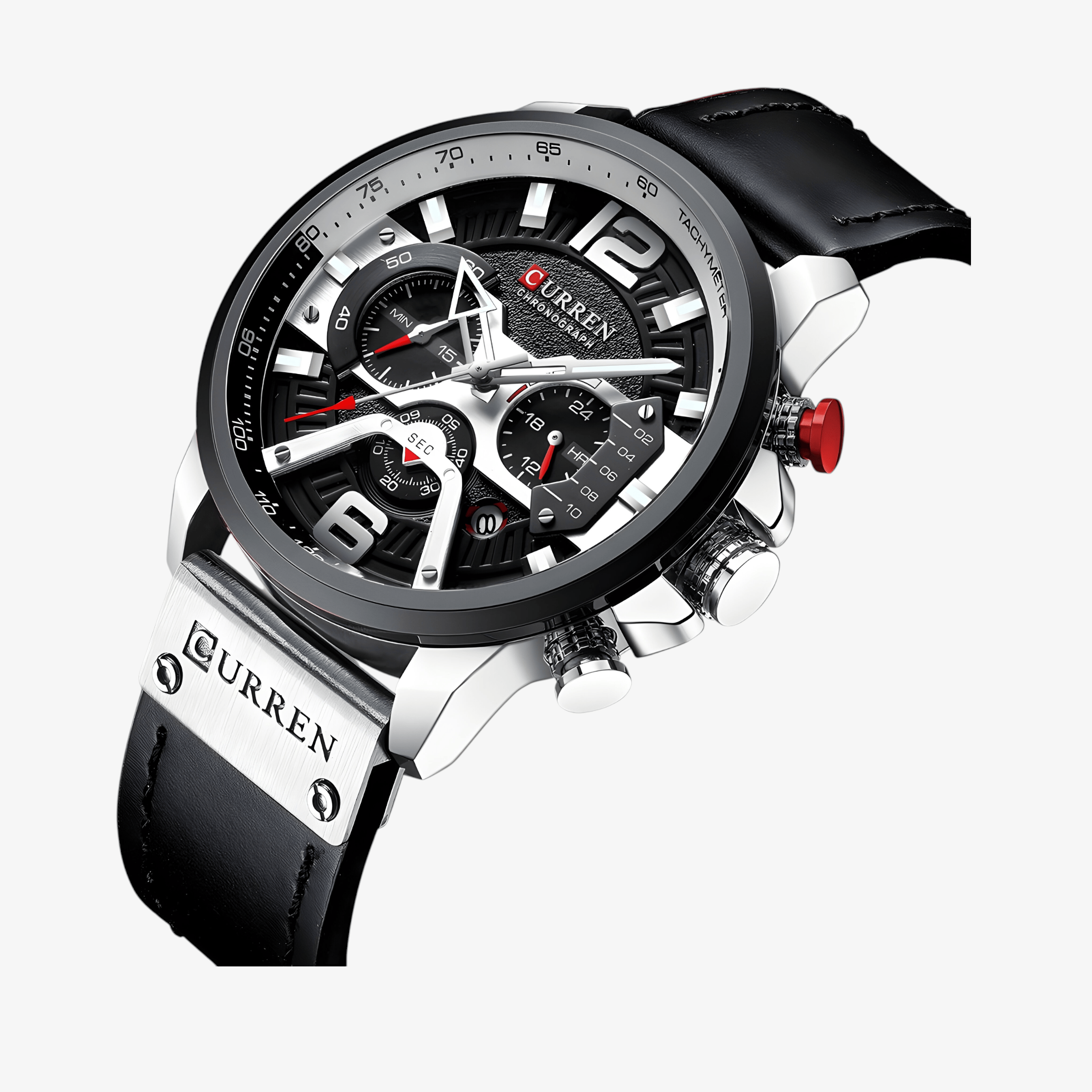 Curren CR8329 muški sat crni, detalj brojčanika sa jasno izraženim markerima i kazaljkama