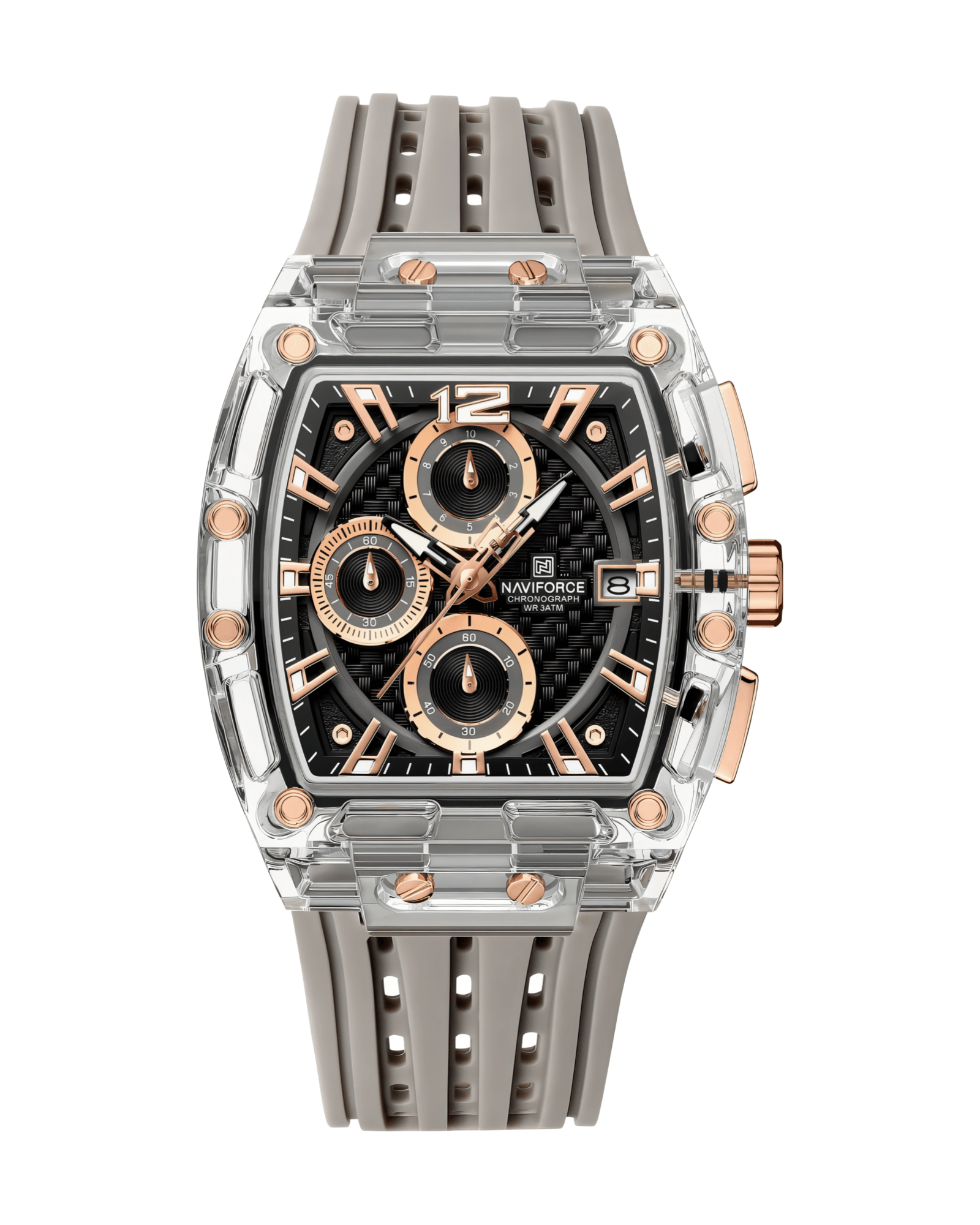 NaviForce NF7105 Siva Boja - CHRONOTREK - Prikaz prednje strane muškog sata