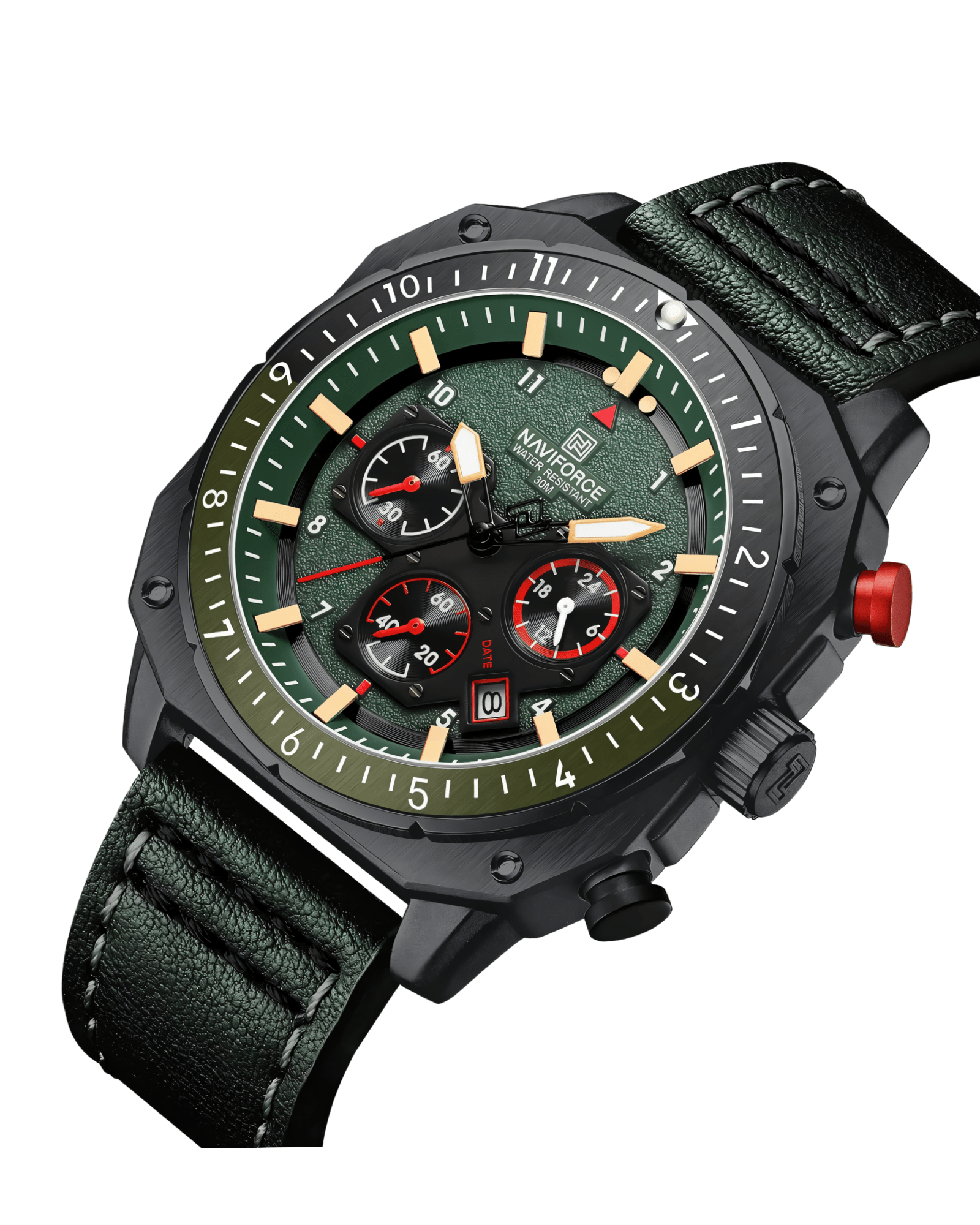 NaviForce NF8057 Muški sat u zelenoj boji - Prikaz prednje strane brojčanika