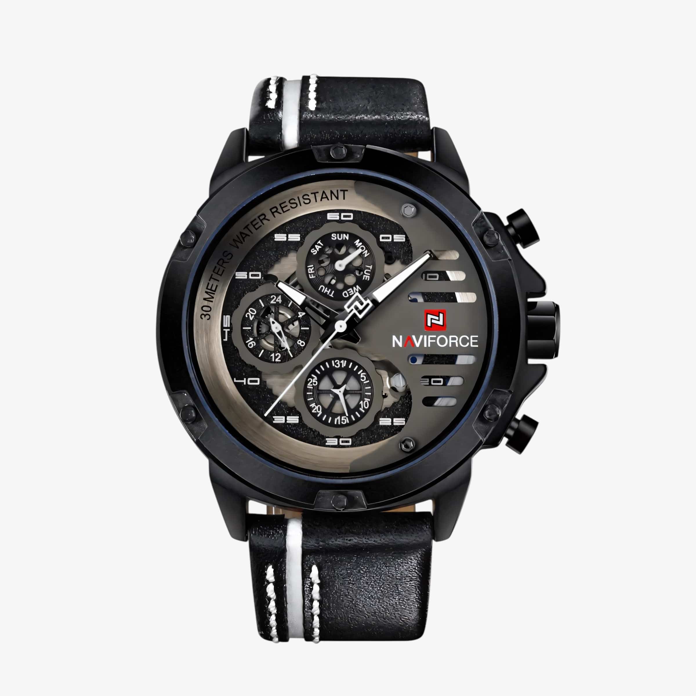 Muški sat NaviForce NF9110 - Crno-Bela Boja