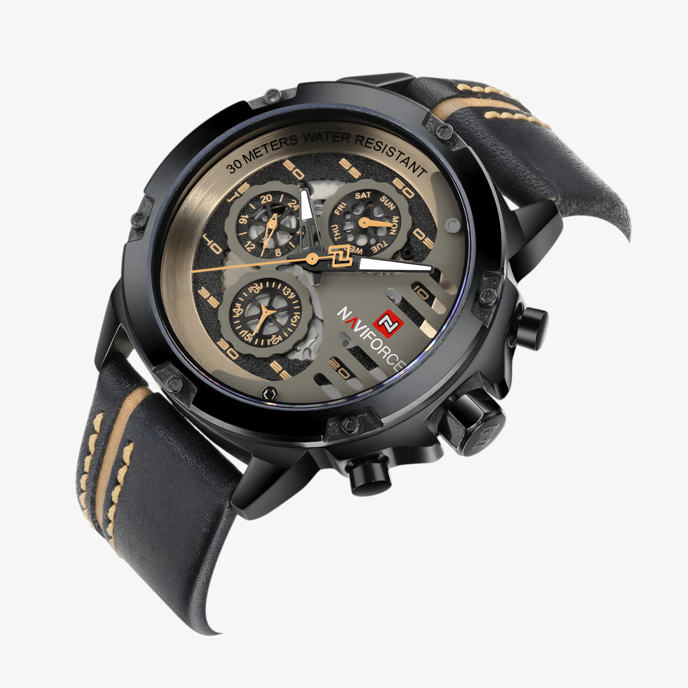 Muški sat NaviForce NF9110 - Crno-Zlatna Boja