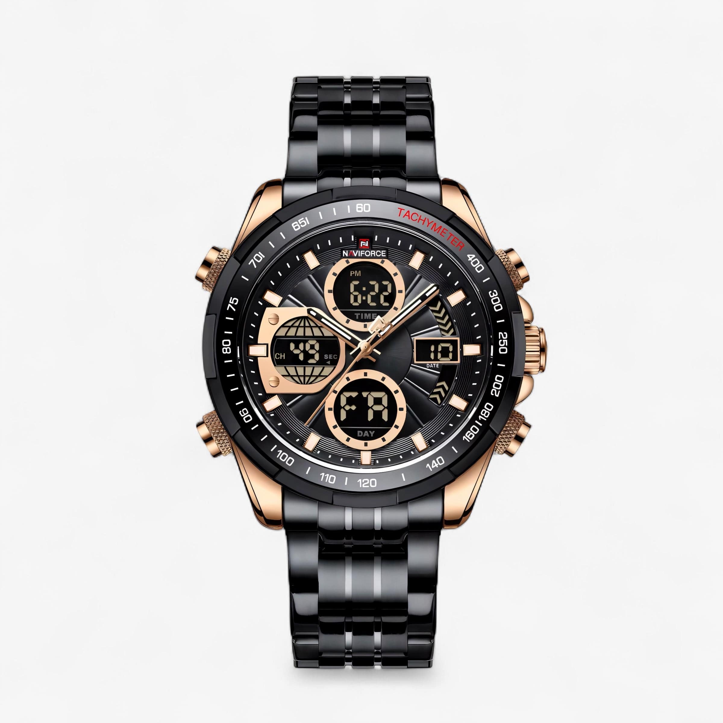 Muški Sat NaviForce Ranger NF9197 Metal – Crna-Rose Gold Boja