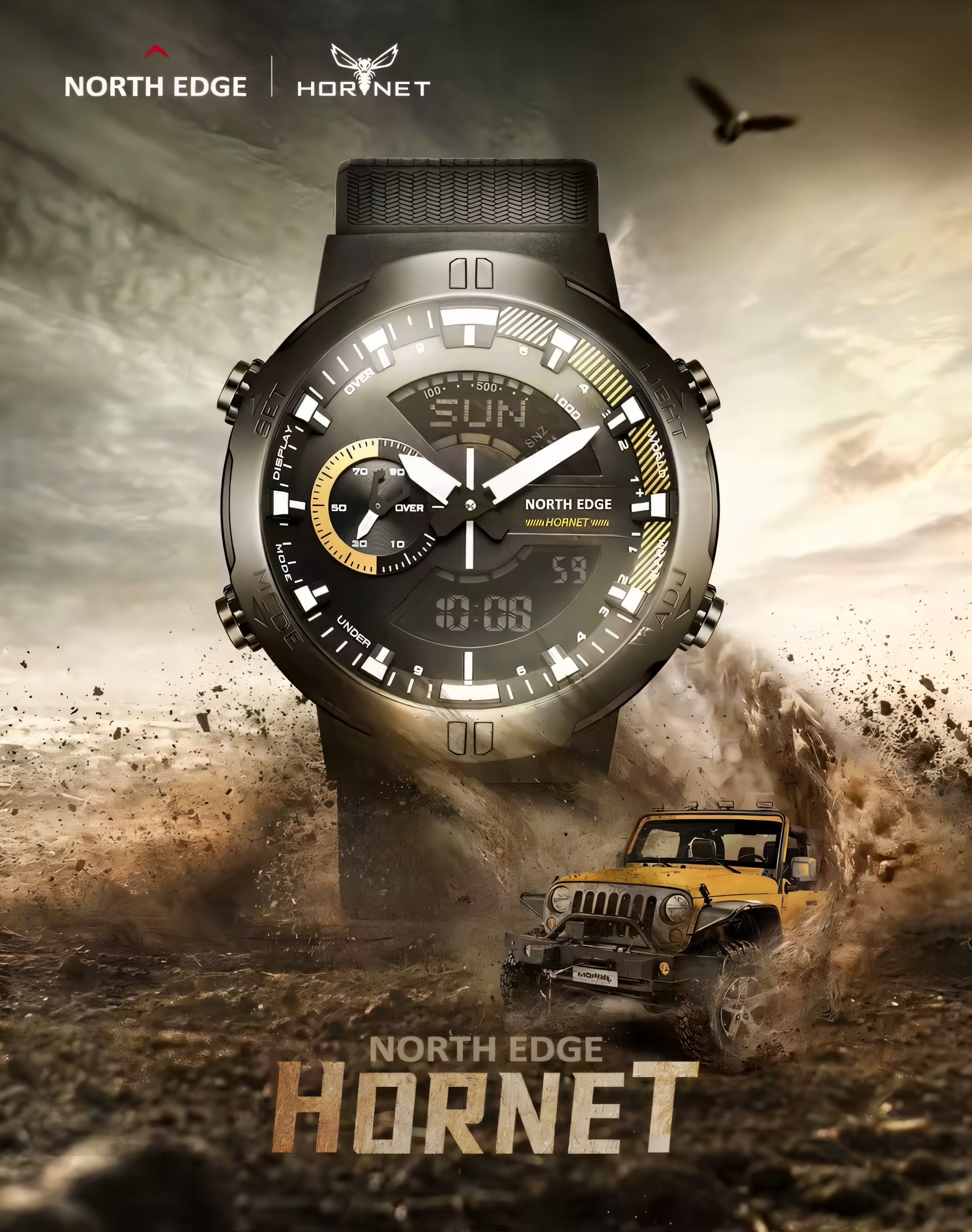 Muski sat NORTH EDGE HORNET crna boja cena i prodaja u Srbiji