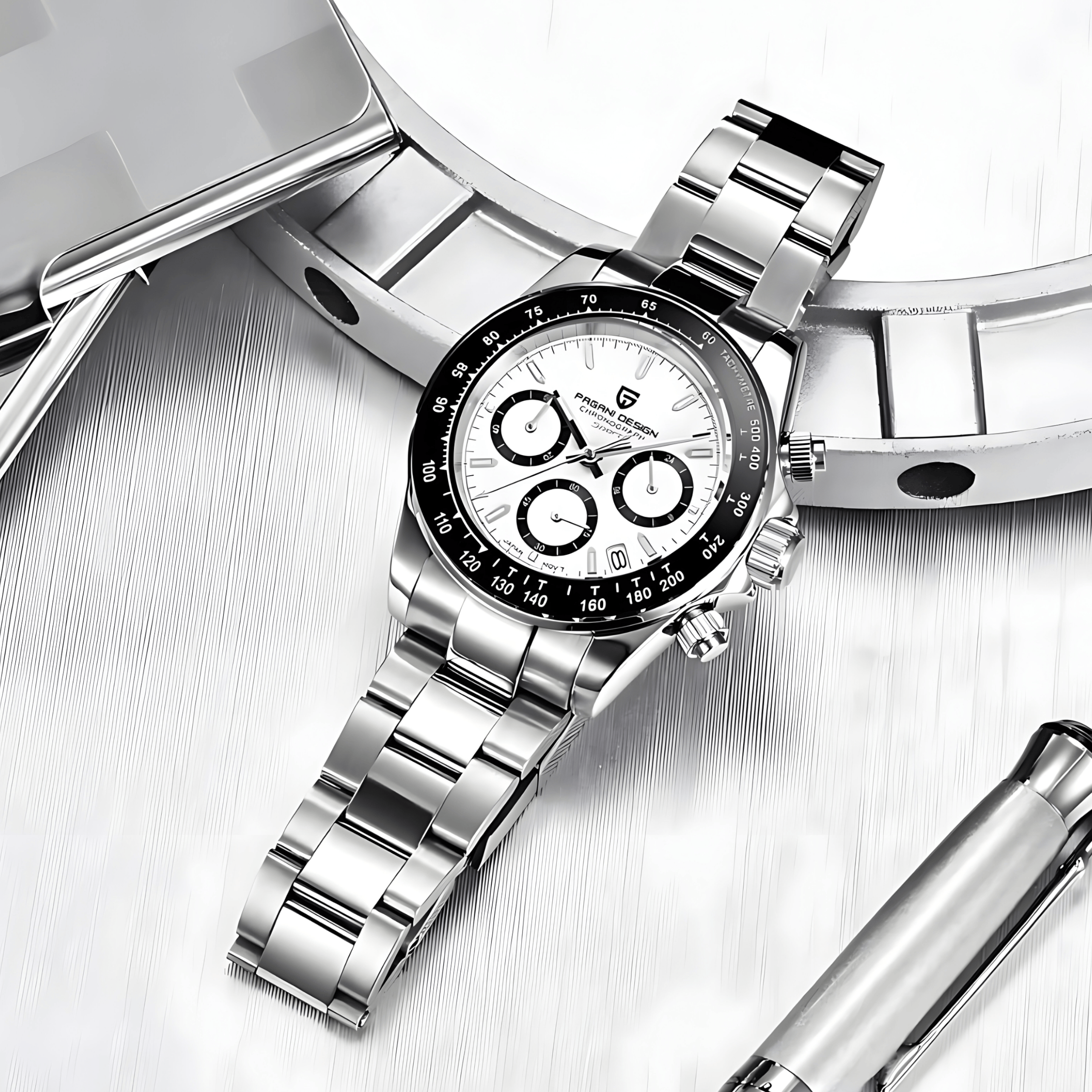 Muški Sat Pagani Design PD1644 Daytona Metal - White