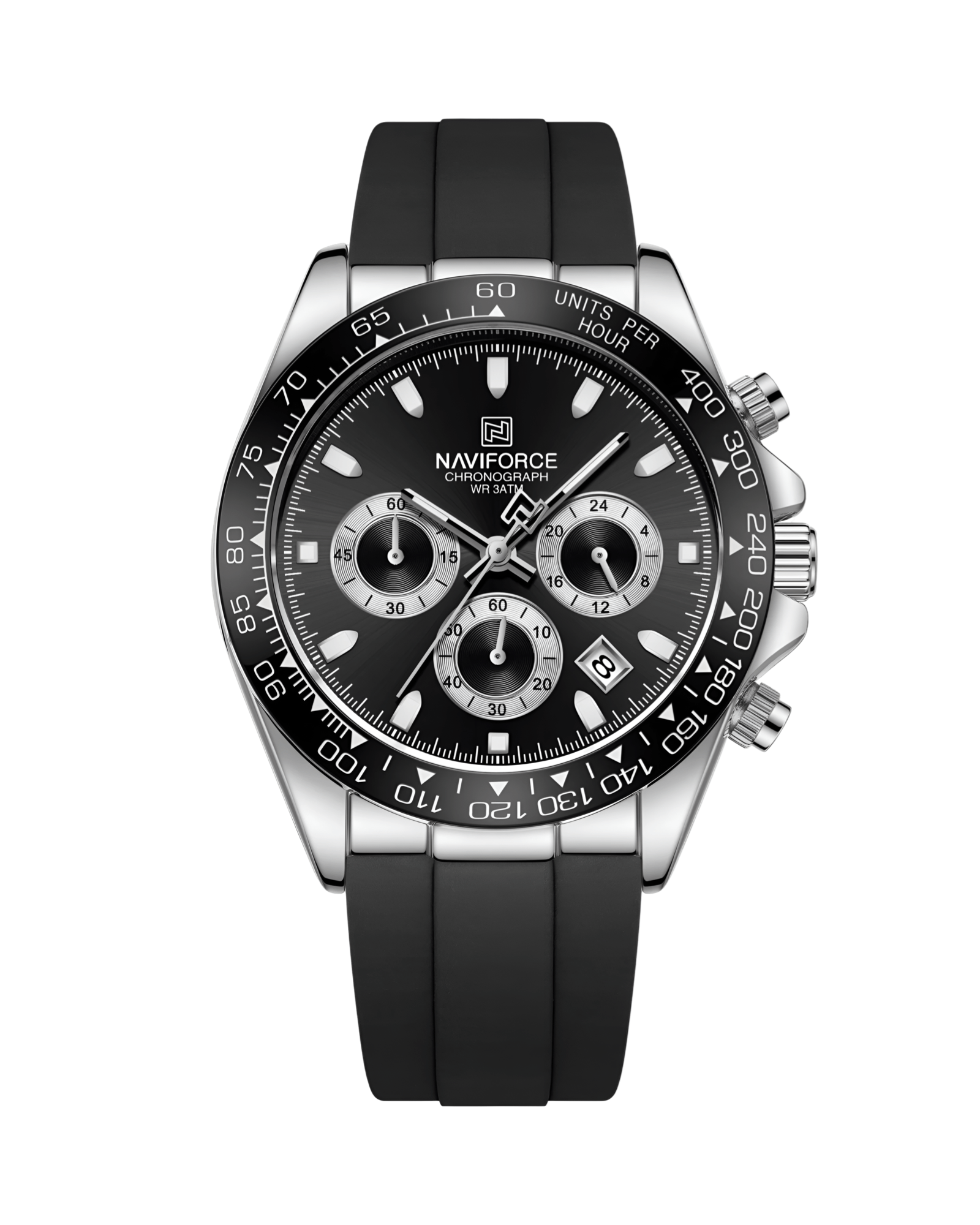 Muški Sat Naviforce NF8054 Daytona - Crna Boja - Prikaz prednje strane sata