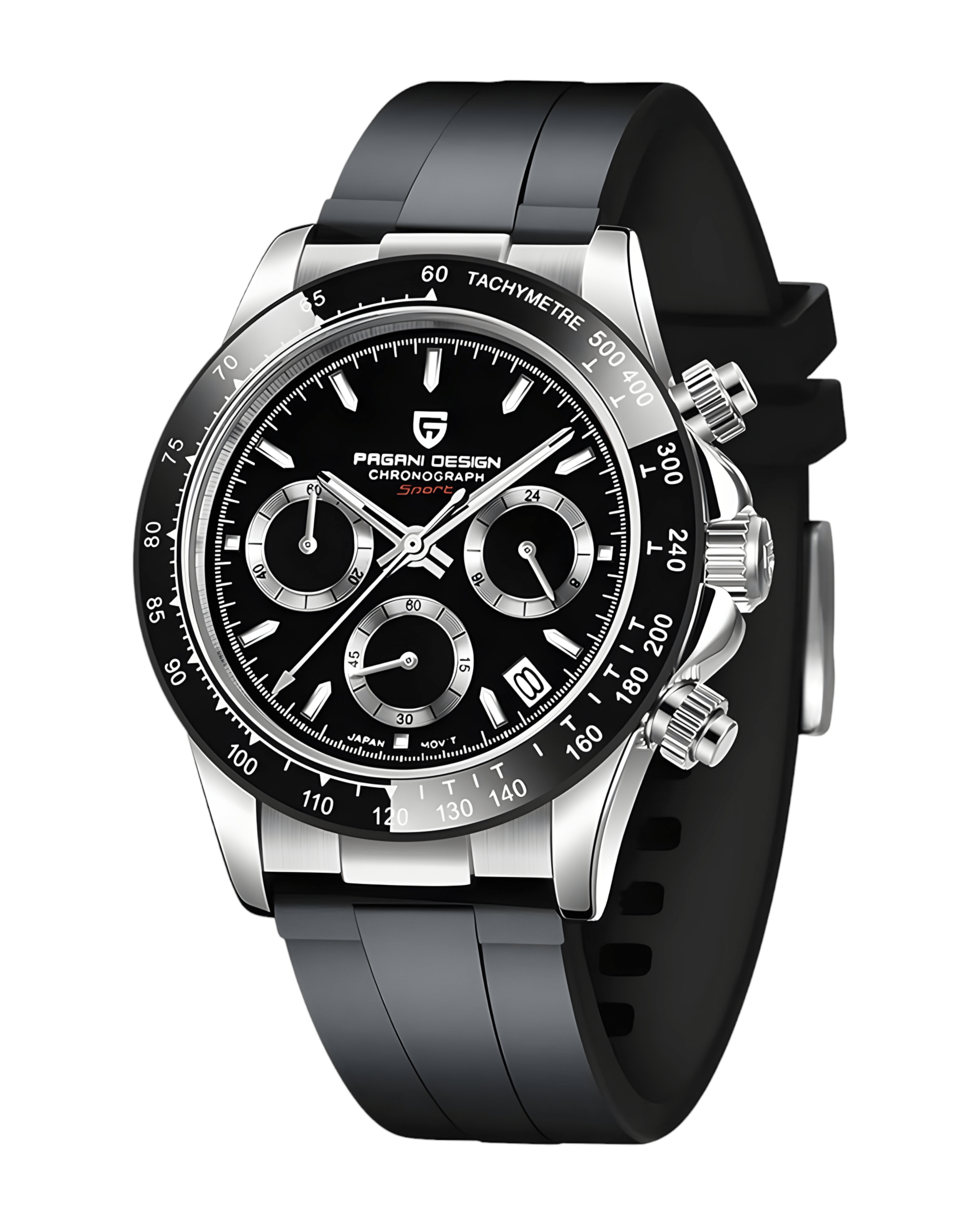 Pagani Design PD1664 Daytona - Crna Boja - Prikaz prednje strane muškog sata