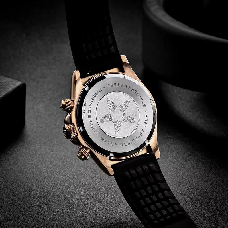 Zadnja strana kućišta sata Pagani Design PD1664 Daytona sa čeličnim poklopcem i fabričkom gravurom