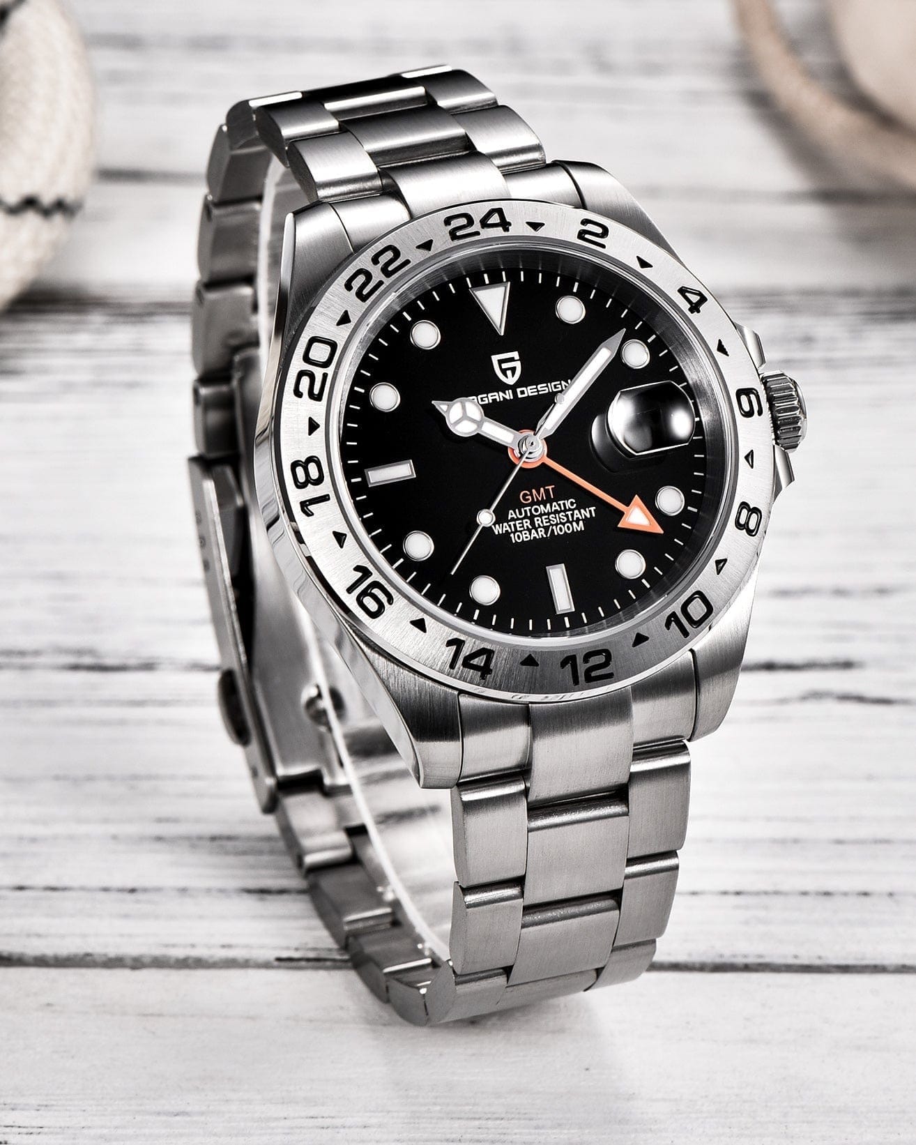 Detaljan prikaz na kuciste Muškog automatik sat, Pagani Design PD1682 GMT, Crna boja , Najbolja cena u Srbiji