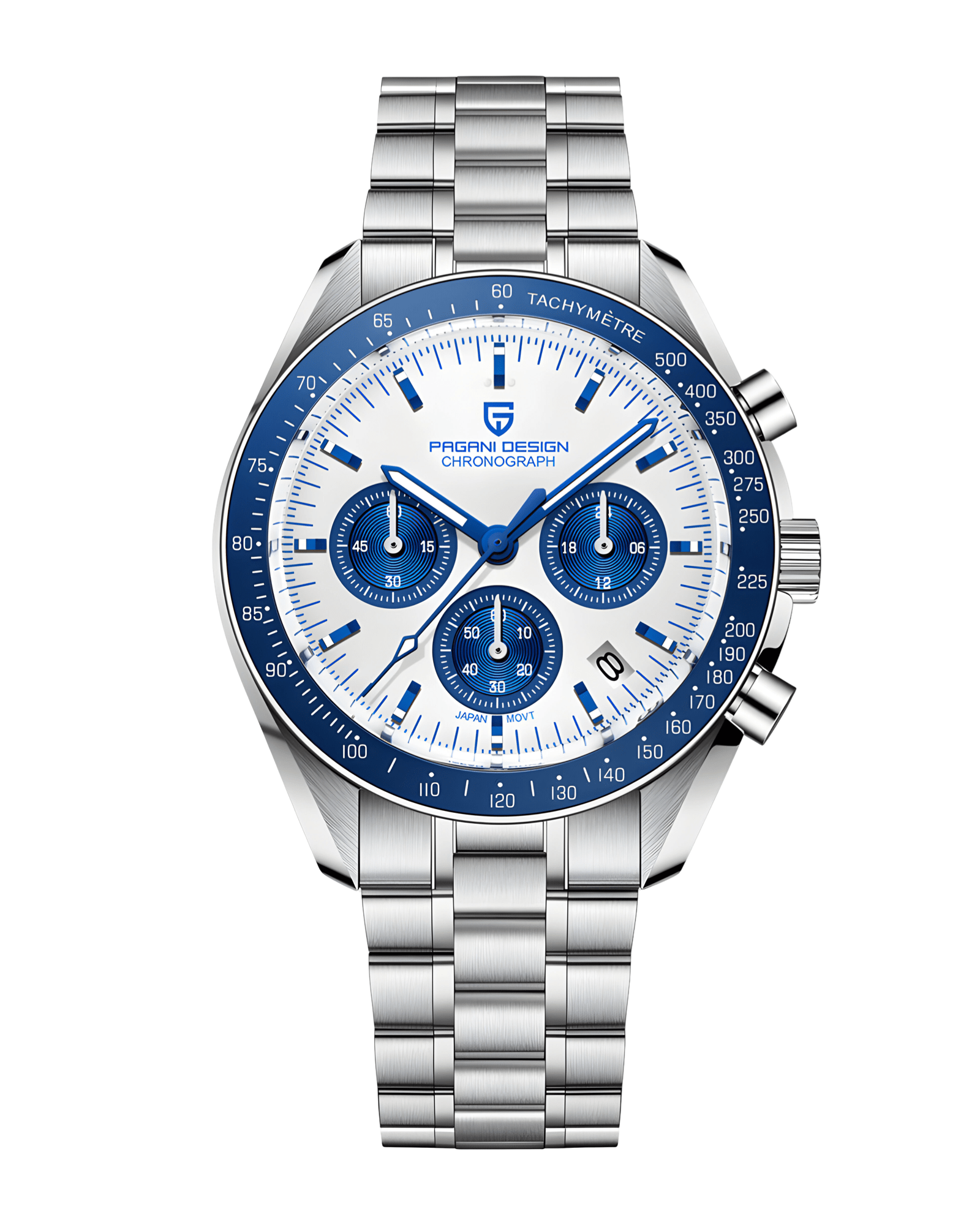 Muški sat Pagani Design PD1701 Omega Speedmaster Moonwatch - Prednji pogled - Plavo bela boja - Najbolja cena u Srbiji!