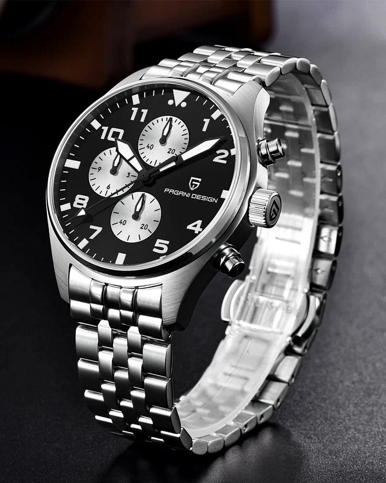 Muški sat Pagani Design PD1703 - Detaljan prikaz metalne narukvice na satu - Crna boja - Najbolja cena u Srbiji!