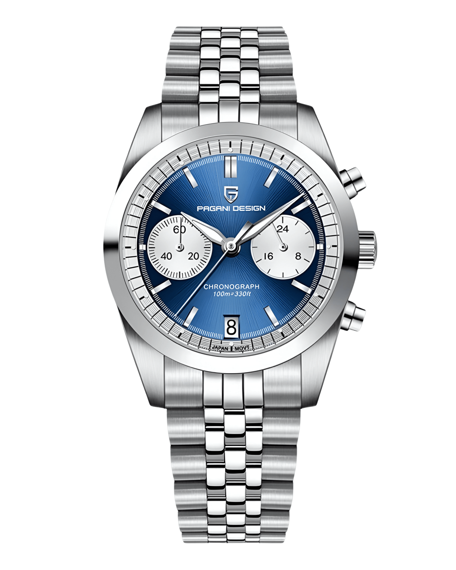 Muški sat Pagani Design PD-1775 - Plava Boja - Prednji pogled - Metalna narukvica- SEIKO - 38mm Pilot - najbolja cena u Srbiji