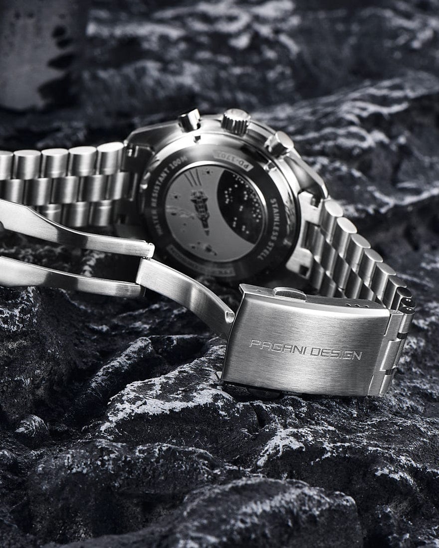 Muški sat Pagani Design PD1701 Omega Speedmaster Moonwatch - Zadnja Strana narukvice i kucista Sata - Plava boja - Najbolja cena u Srbiji!