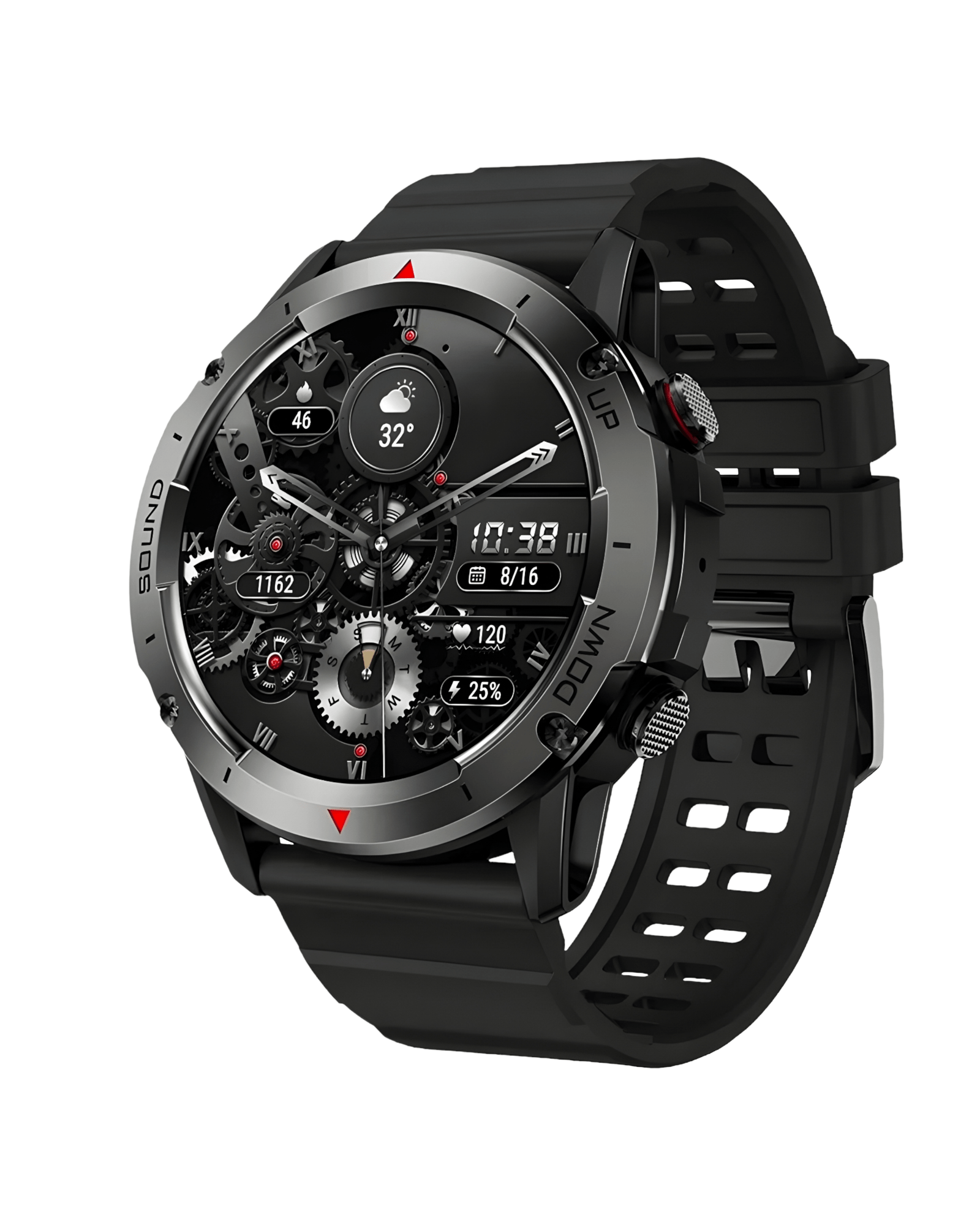 Muški pametni sat Army NX9 sa crnom silikonskom narukvicom i uključenim ekranom