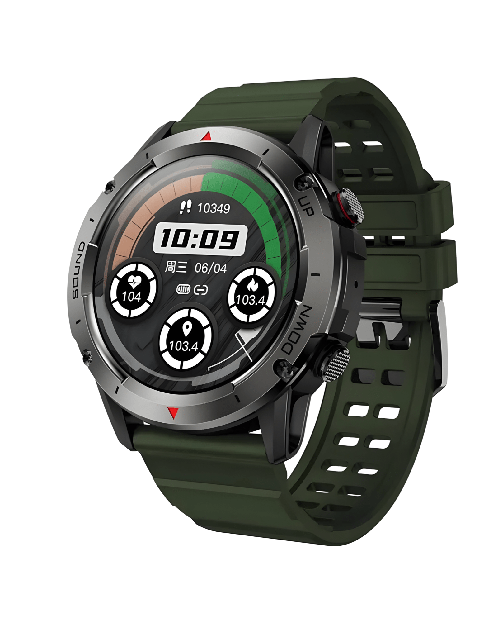 Muški pametni sat Army NX9 sa tamno zelenom silikonskom narukvicom i aktivnim displejem