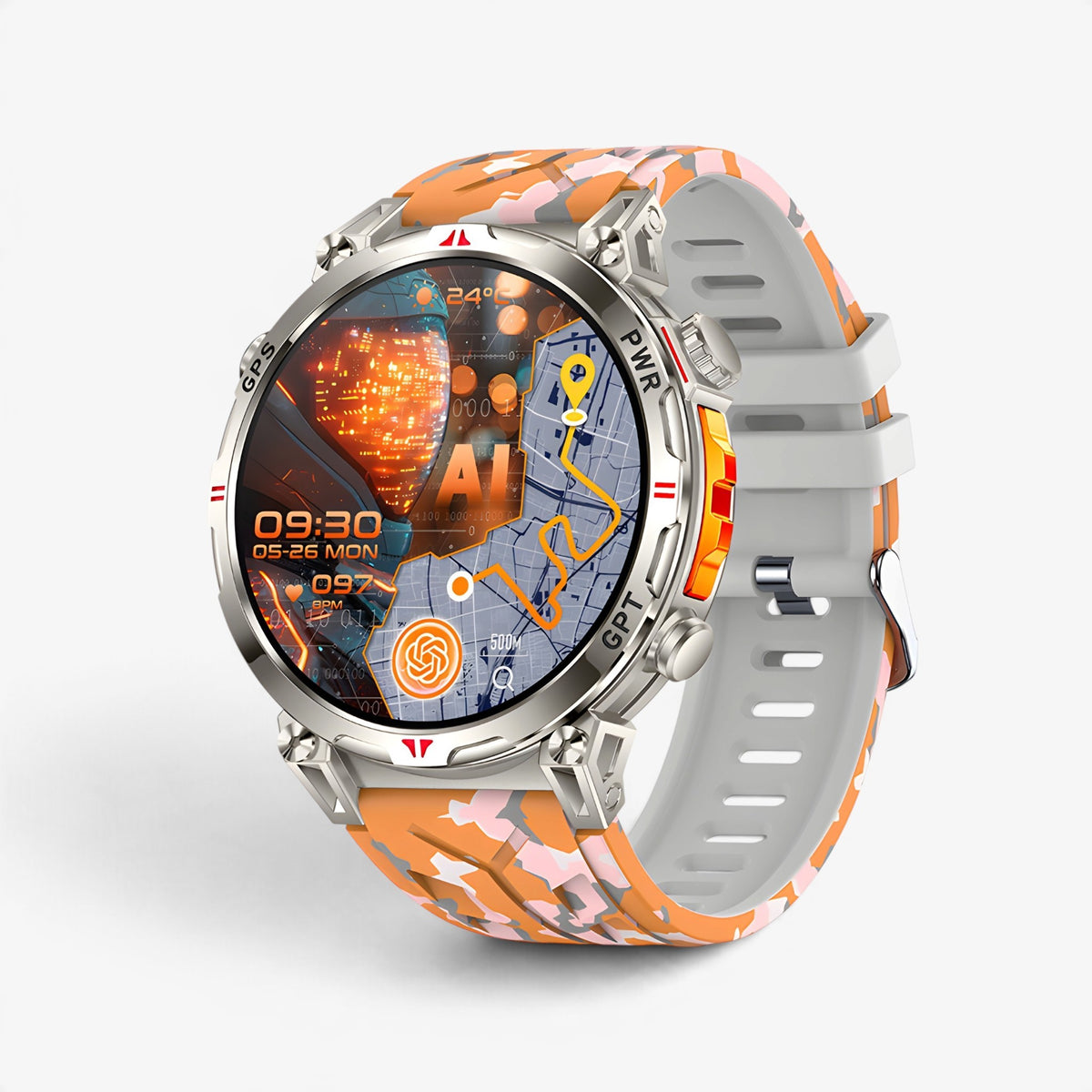 Muški Pametni Sat Military KC93 - Camouflage/Orange