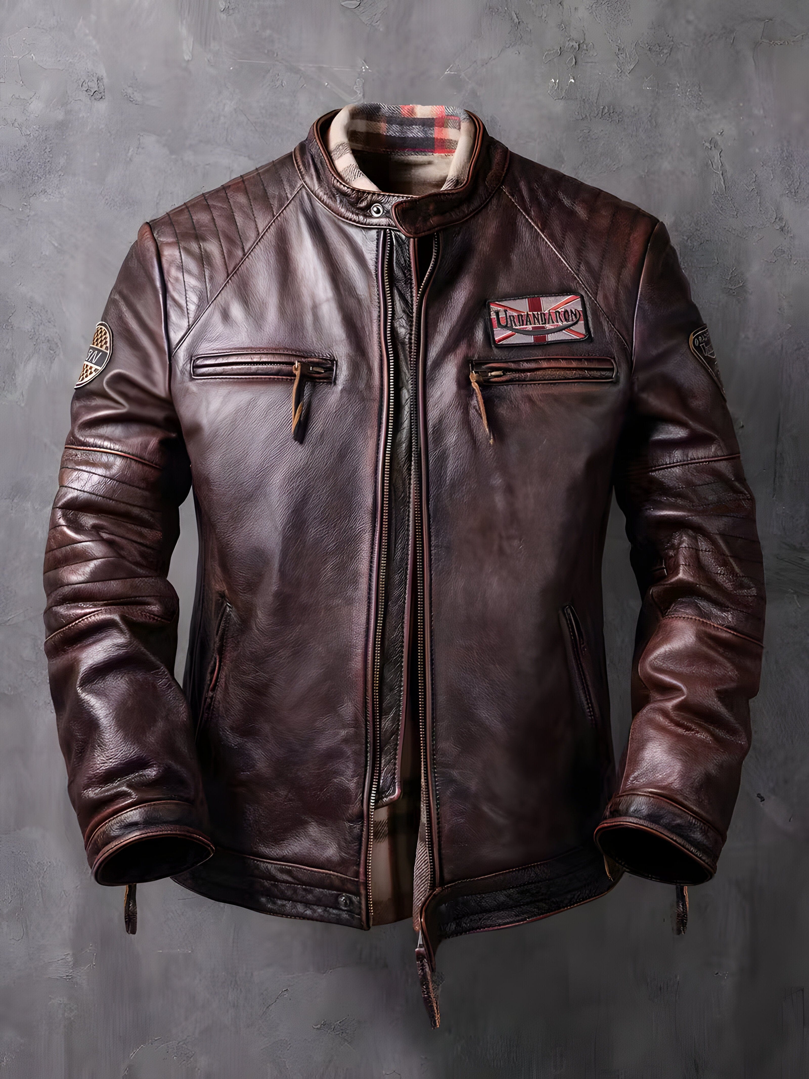 Muška jakna od prave kože Canyon Brown braon - prednji prikaz