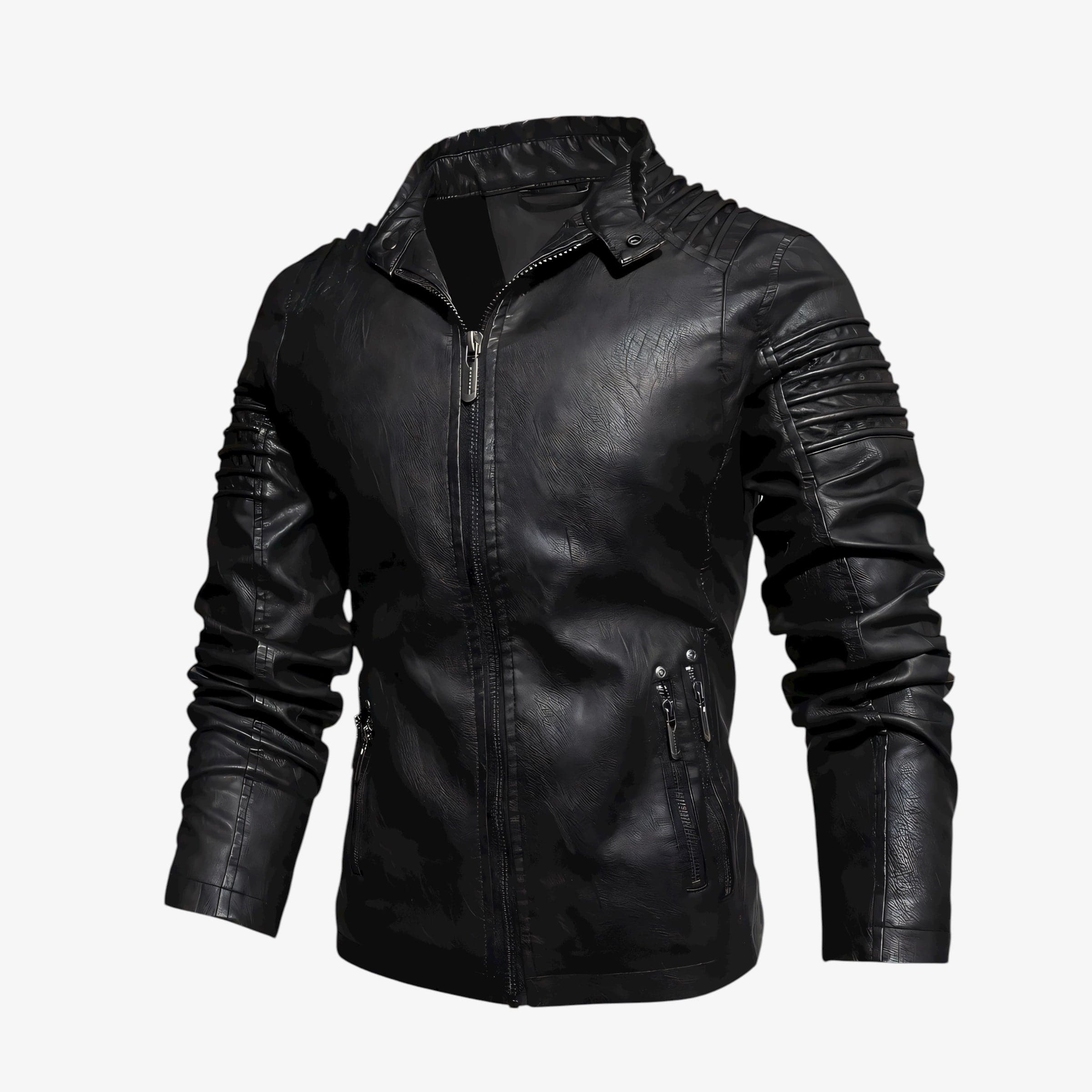 Muška Kožna Jakna sa termo postavom Wild Mustang - Crna Boja