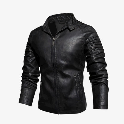 Muška Kožna Jakna sa termo postavom Wild Mustang - Crna Boja