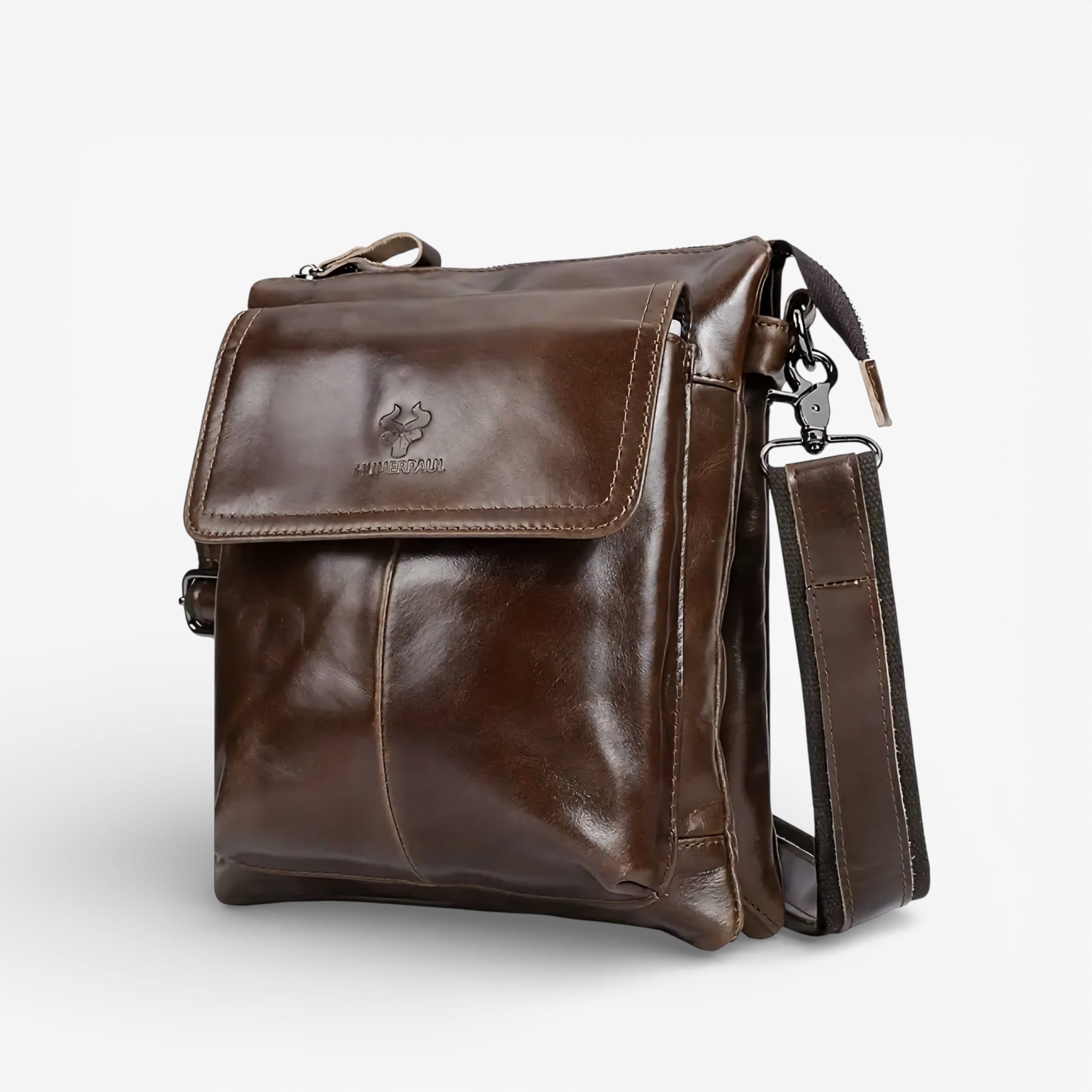 Muska kožna torba Humerpaul Line - Dark Brown 🦬