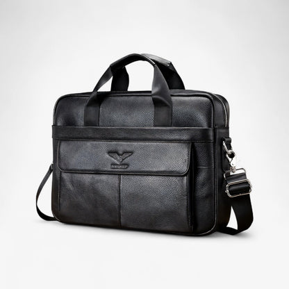 MUŠKA KOŽNA TORBA U CRNOJ BOJI ZA LAPTOP 13/15 Inča – NORDEEP